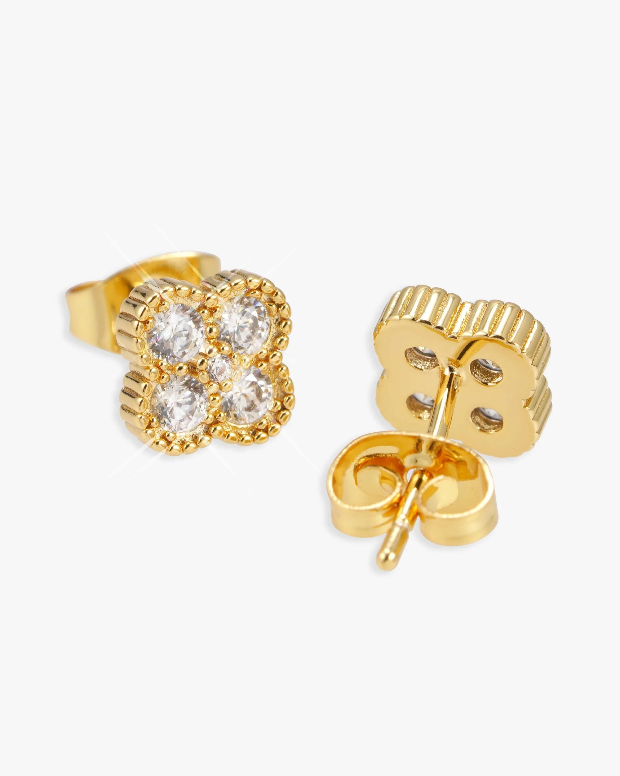 Four Leaf Moissanite Pointer Earrings 14K Gold (view 2 of 10)