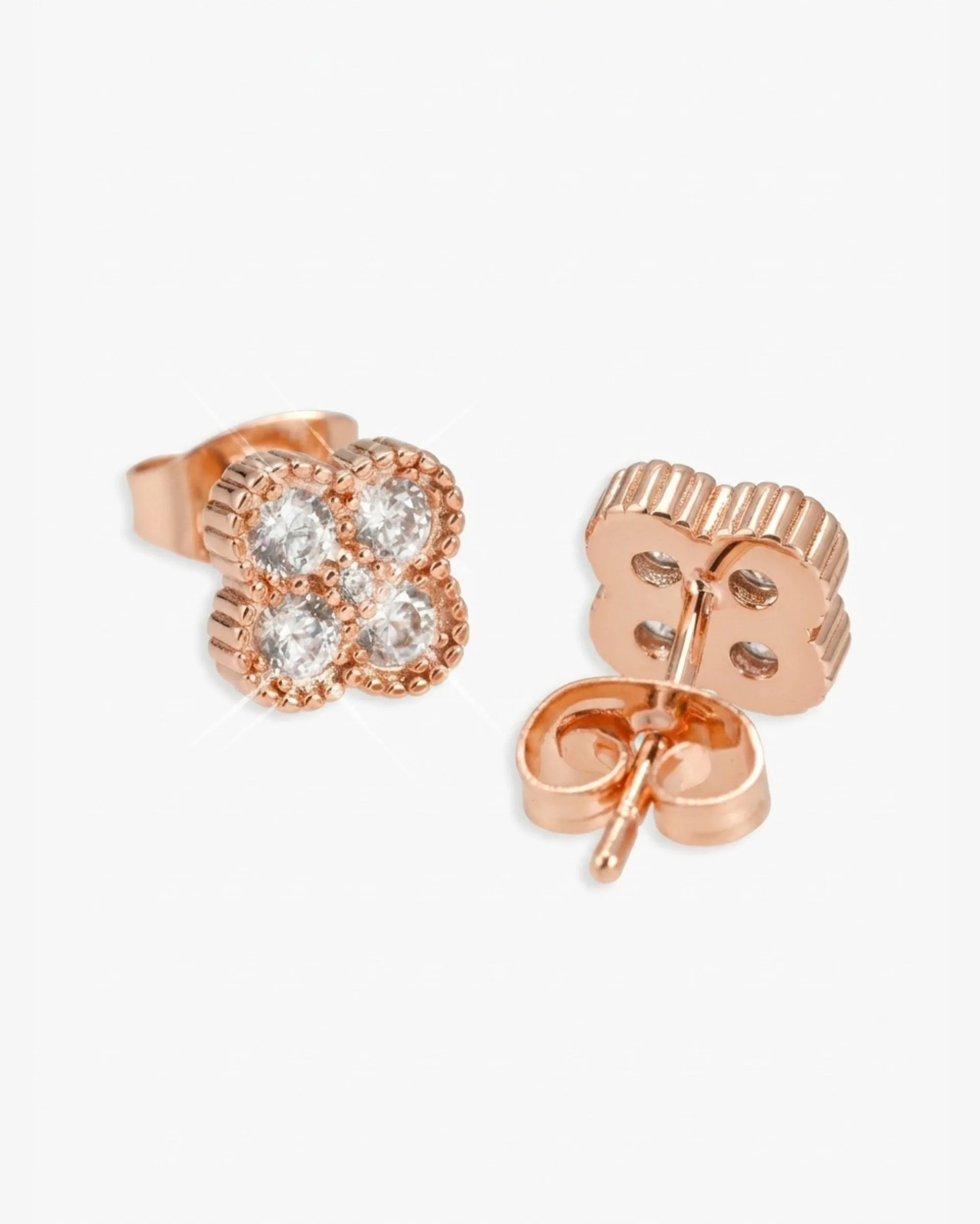 Four Leaf Moissanite Pointer Earrings 14K Gold (view 3 of 10)
