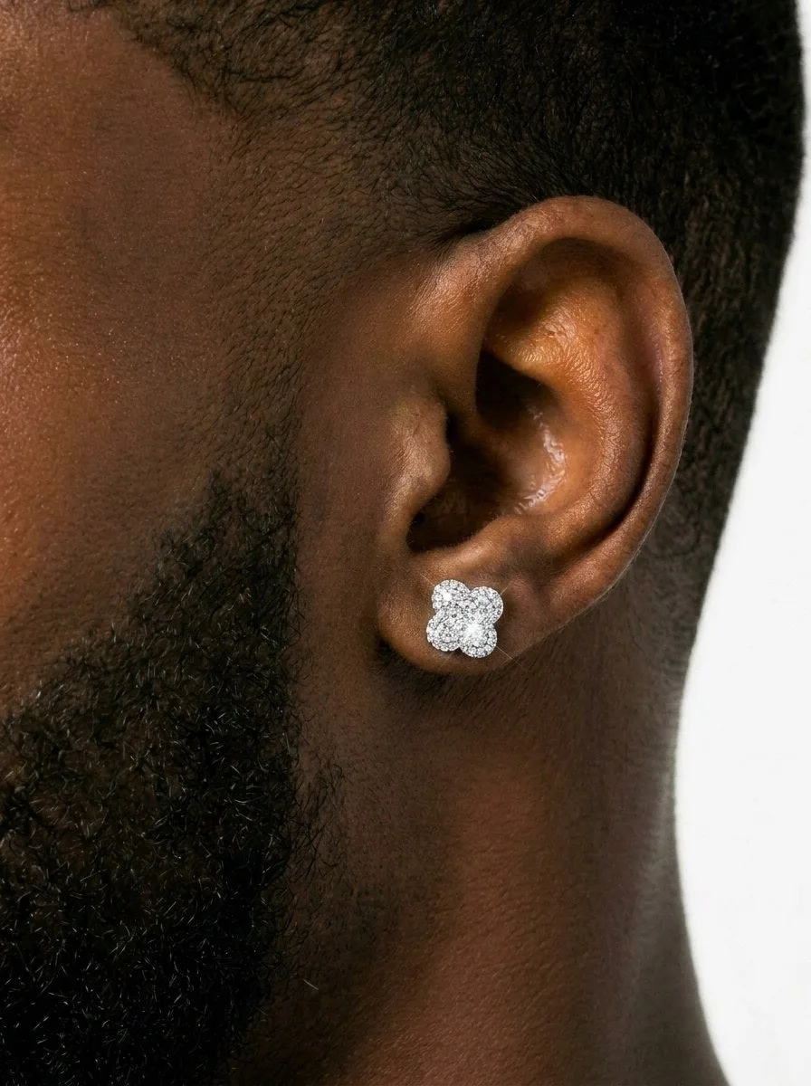 Four Leaf Moissanite Pointer Earrings 14K Gold (view 4 of 10)