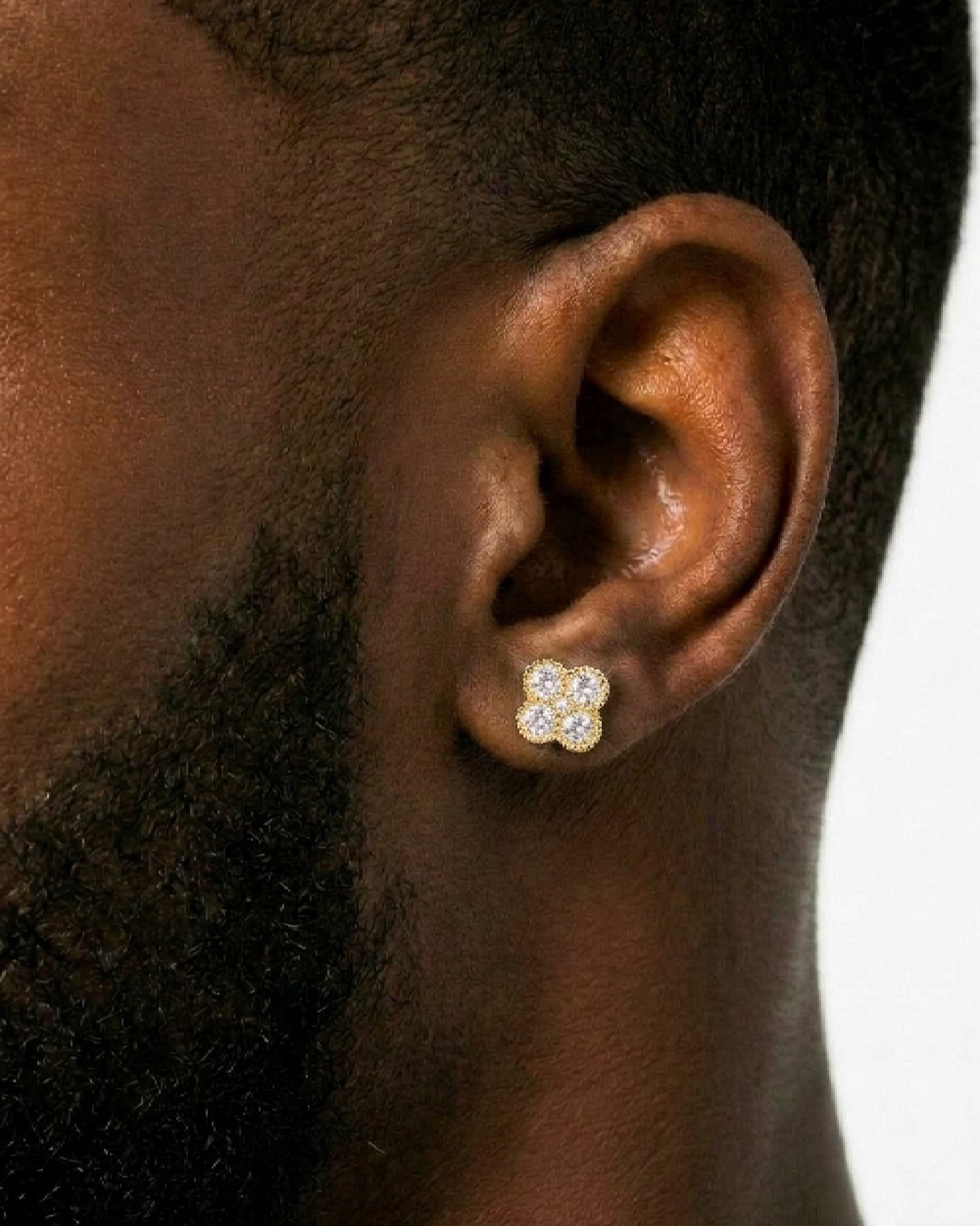 Four Leaf Moissanite Pointer Earrings 14K Gold (view 5 of 10)