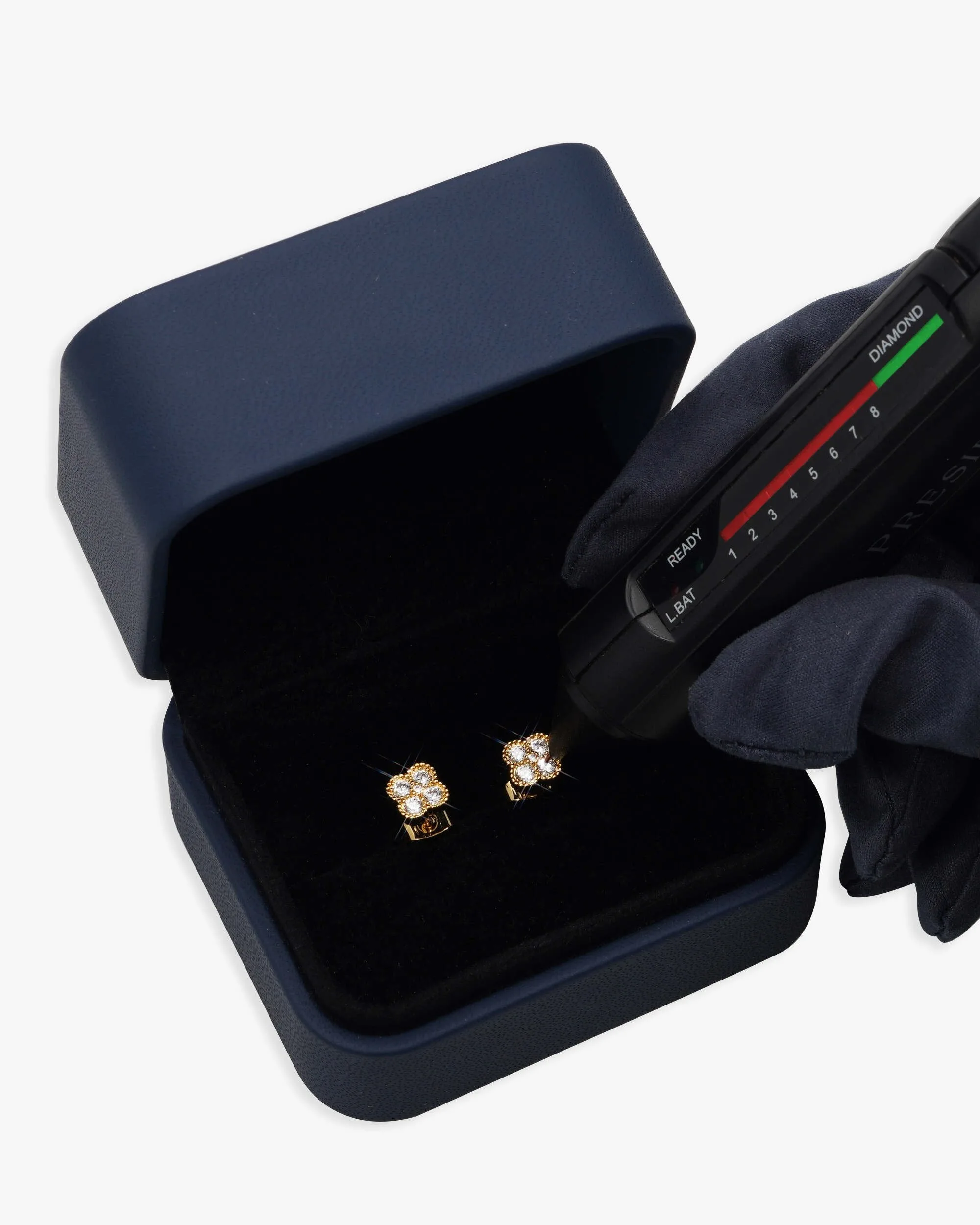 Four Leaf Moissanite Pointer Earrings 14K Gold (view 8 of 10)