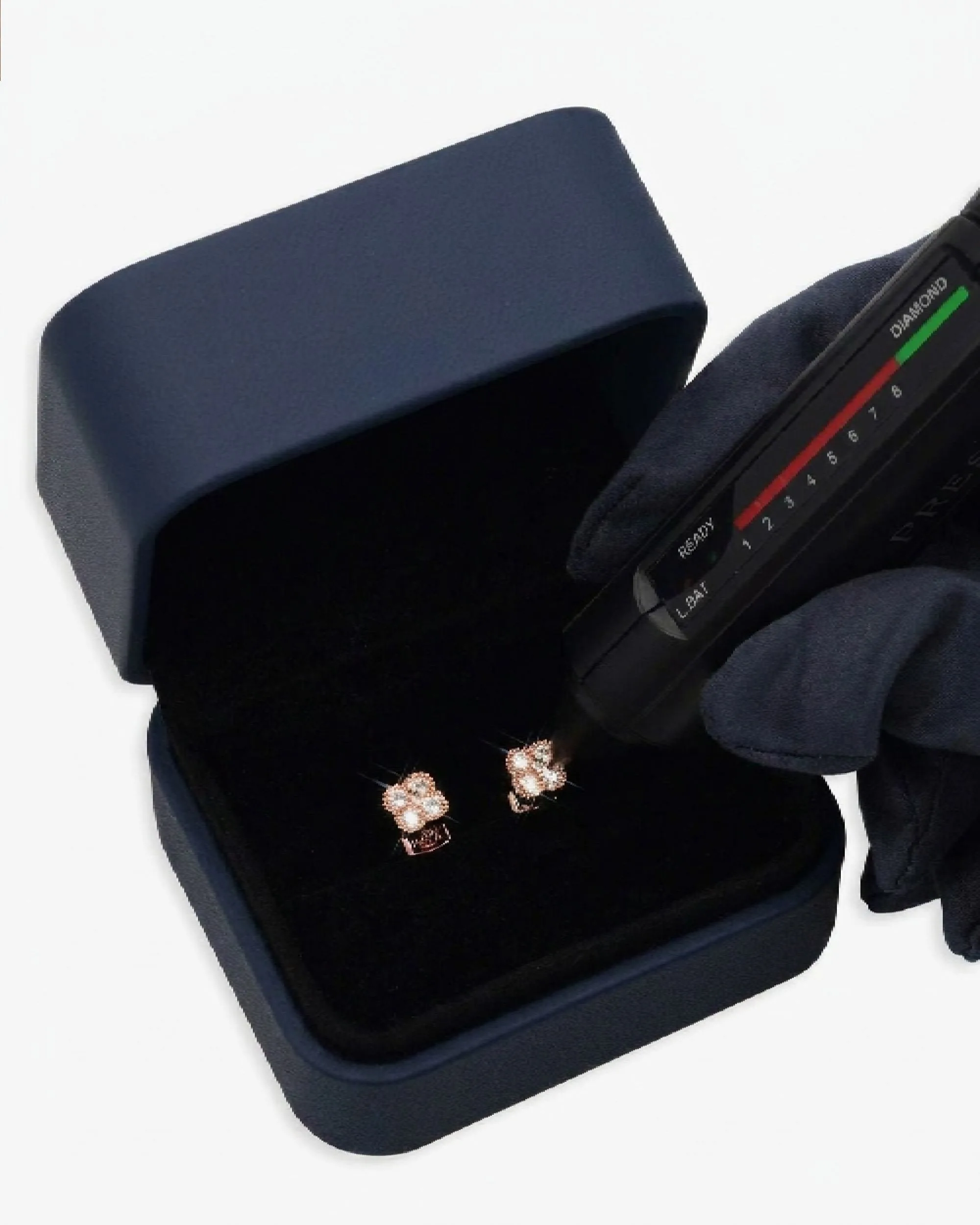 Four Leaf Moissanite Pointer Earrings 14K Gold (view 9 of 10)