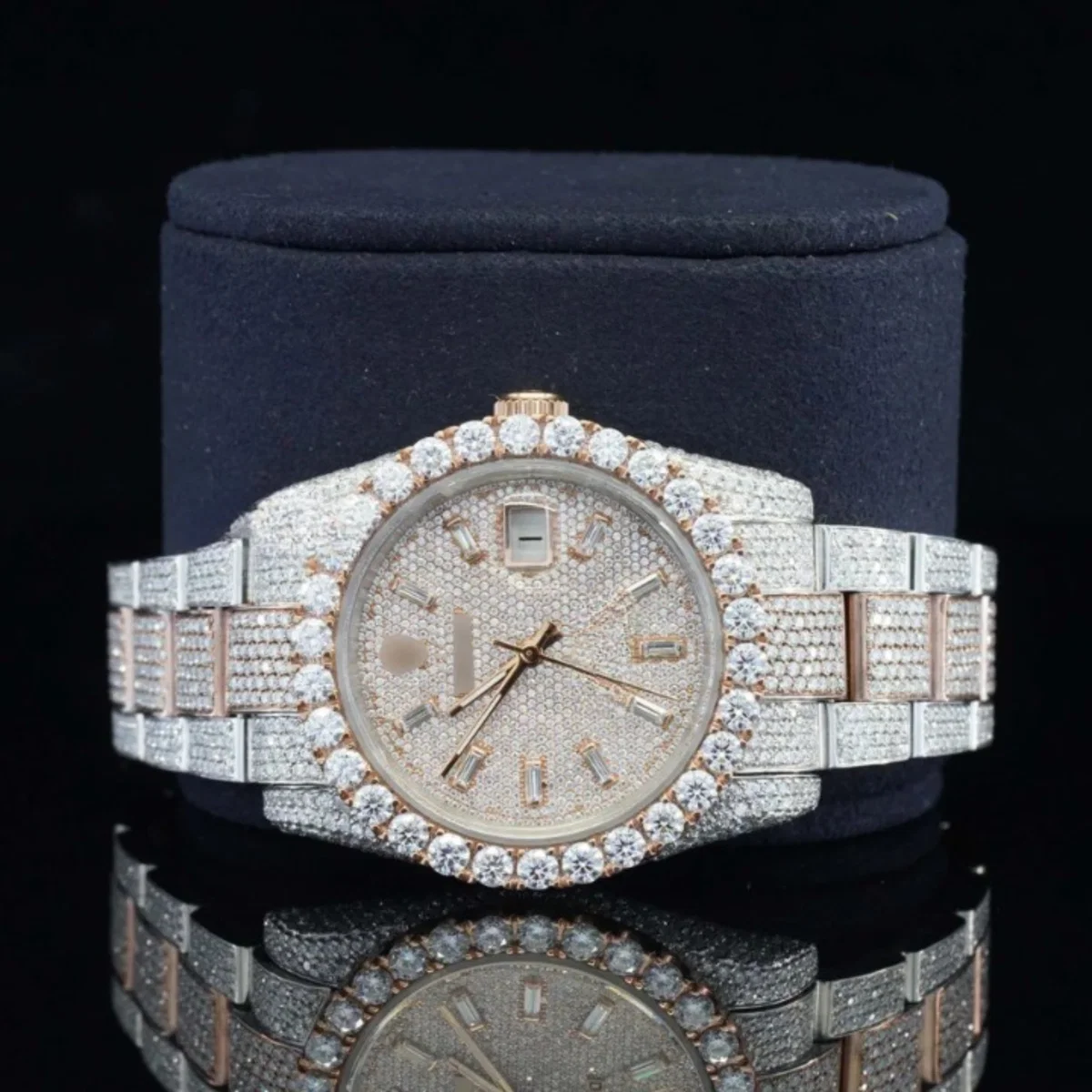 Fully Iced Out Swiss ETA Two Tone Moissanite Watch For Men (view 2 of 7)