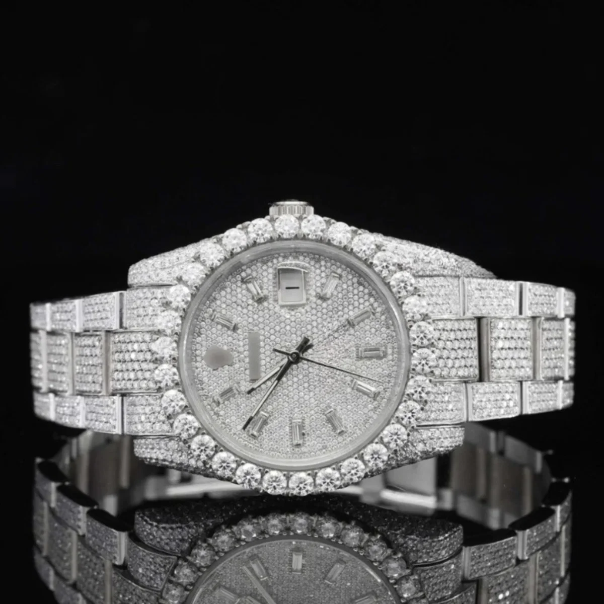 Fully Iced Out Swiss ETA Two Tone Moissanite Watch For Men (view 5 of 7)