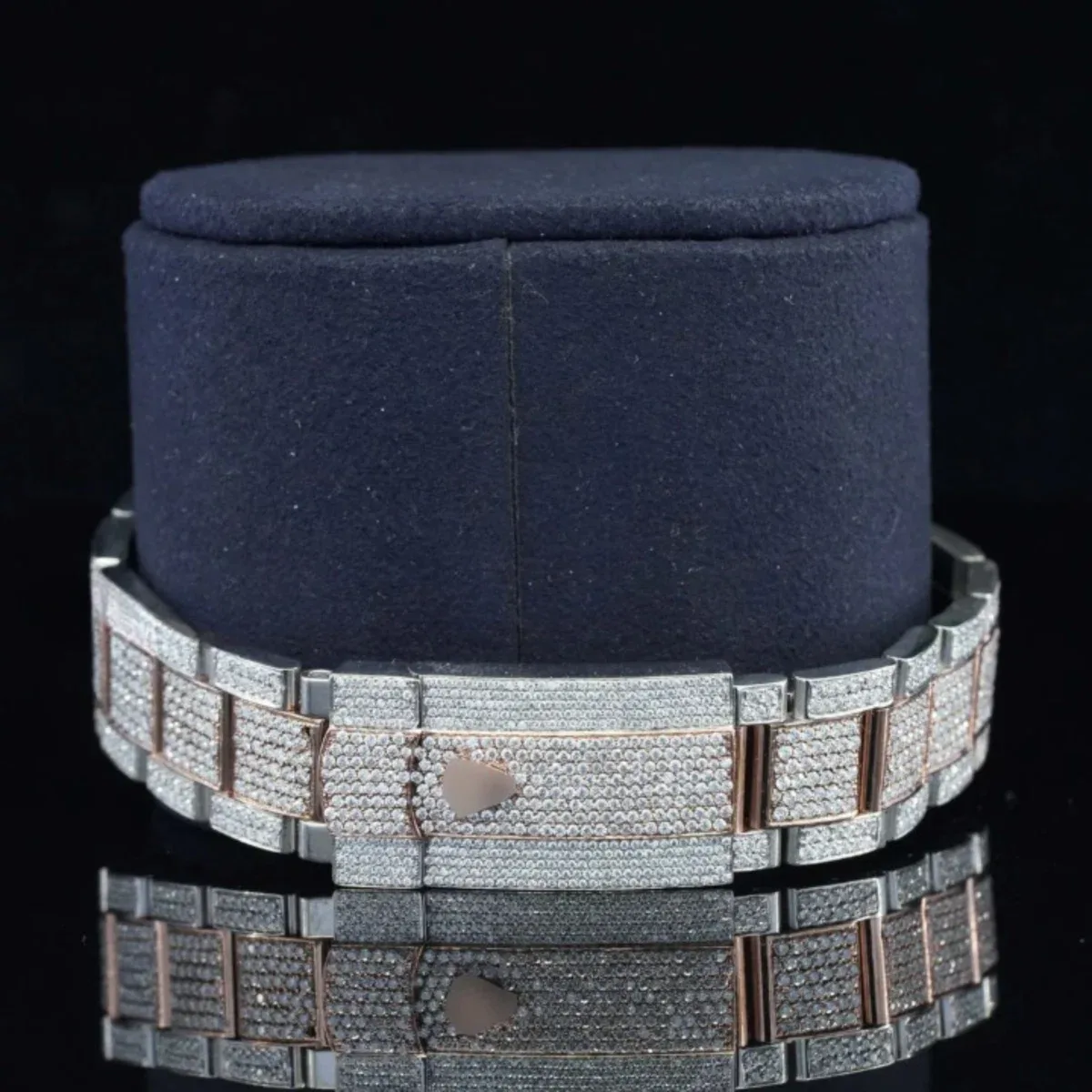 Fully Iced Out Swiss ETA Two Tone Moissanite Watch For Men (view 7 of 7)