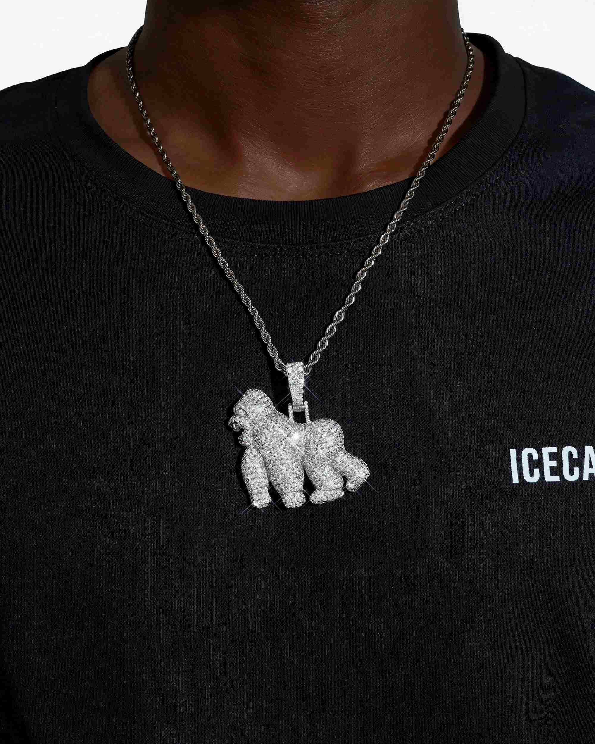 Moissanite Gorilla Pendant 14K Gold (view 2 of 18)
