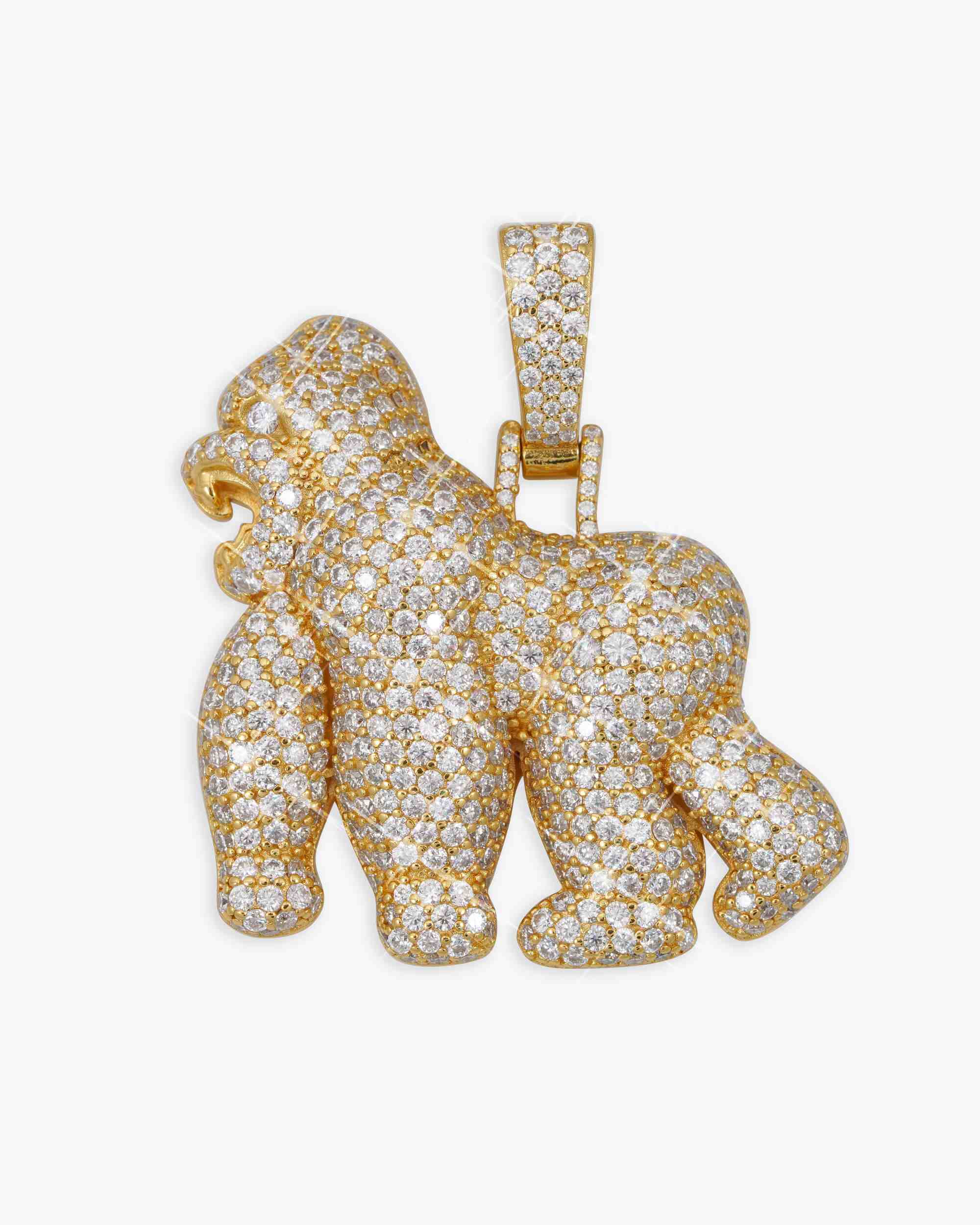 Moissanite Gorilla Pendant 14K Gold (view 4 of 18)