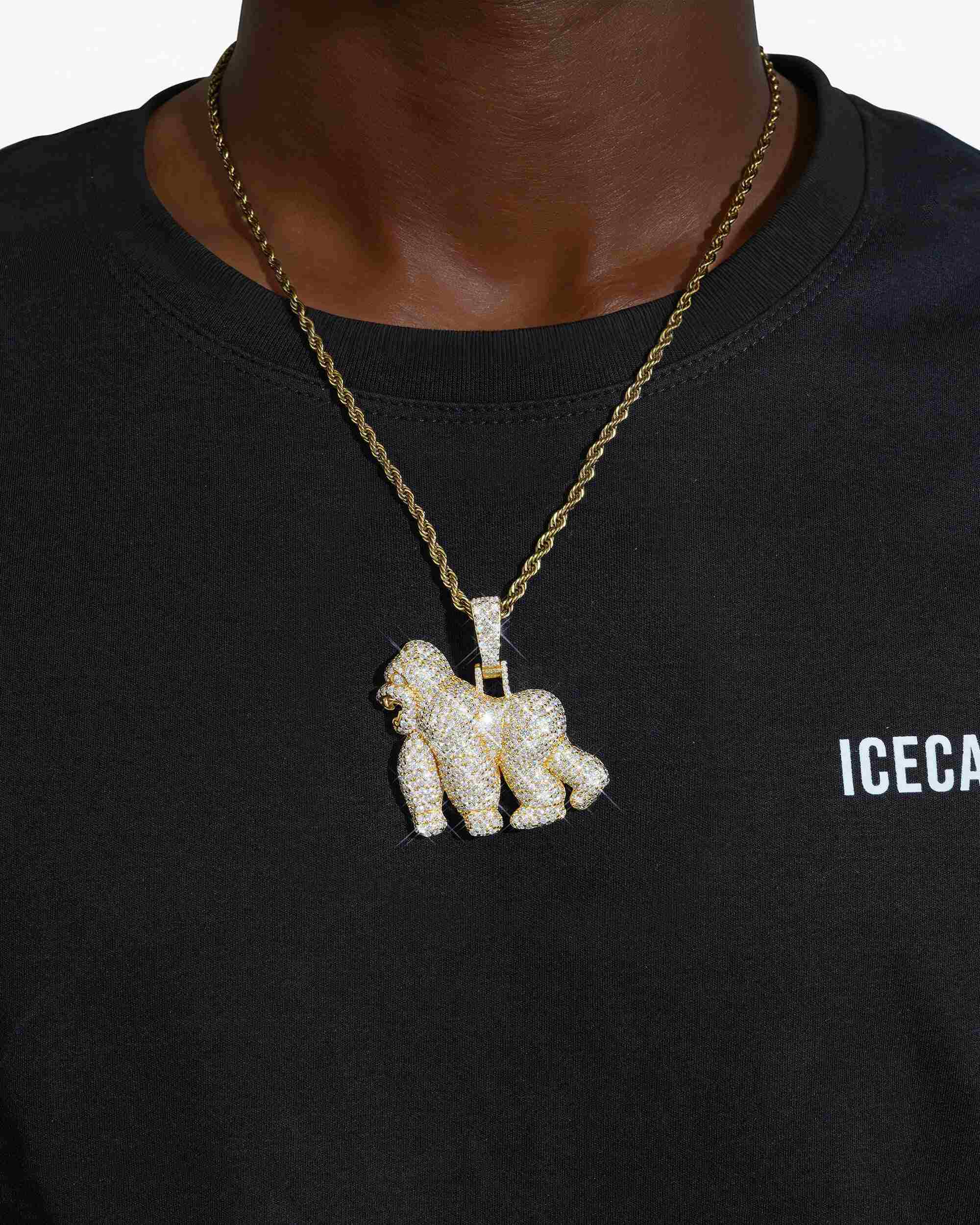 Moissanite Gorilla Pendant 14K Gold (view 5 of 18)