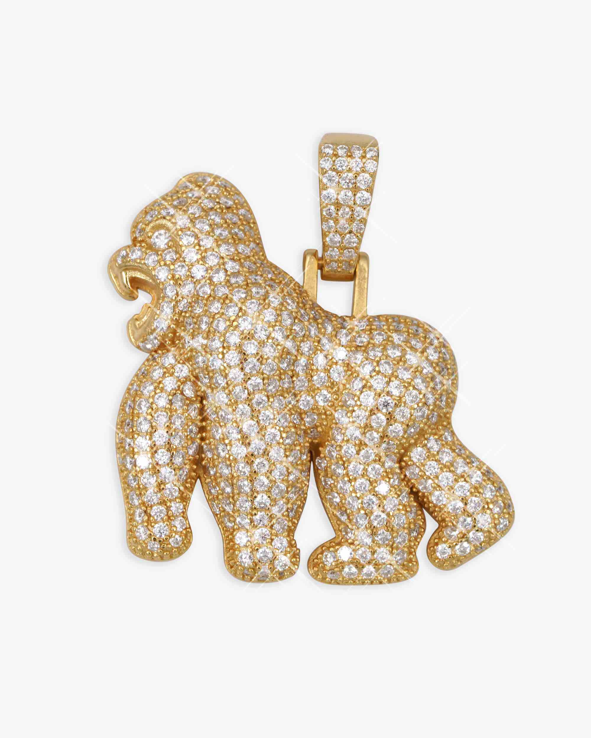 Moissanite Gorilla Pendant 14K Gold (view 10 of 18)