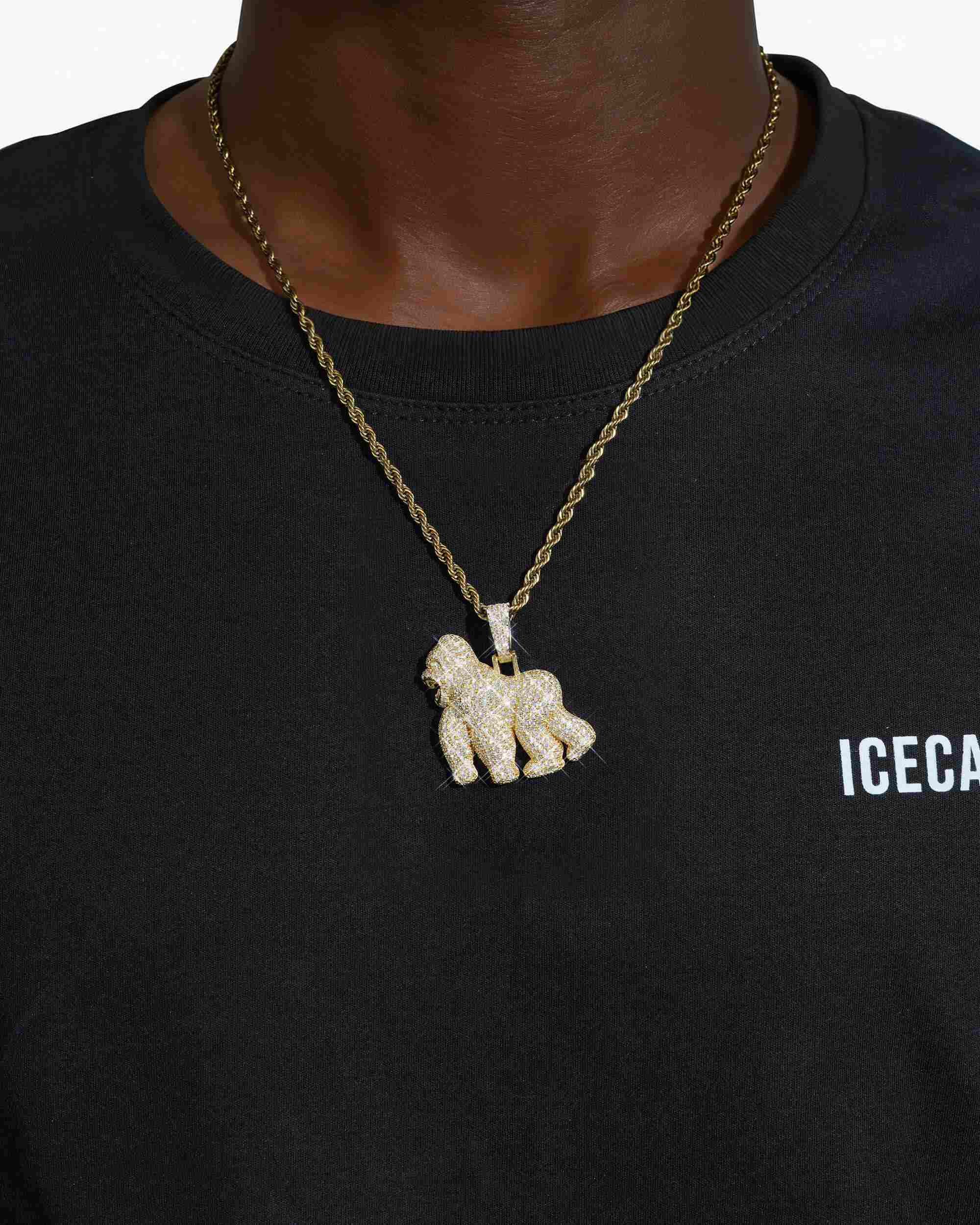 Moissanite Gorilla Pendant 14K Gold (view 11 of 18)