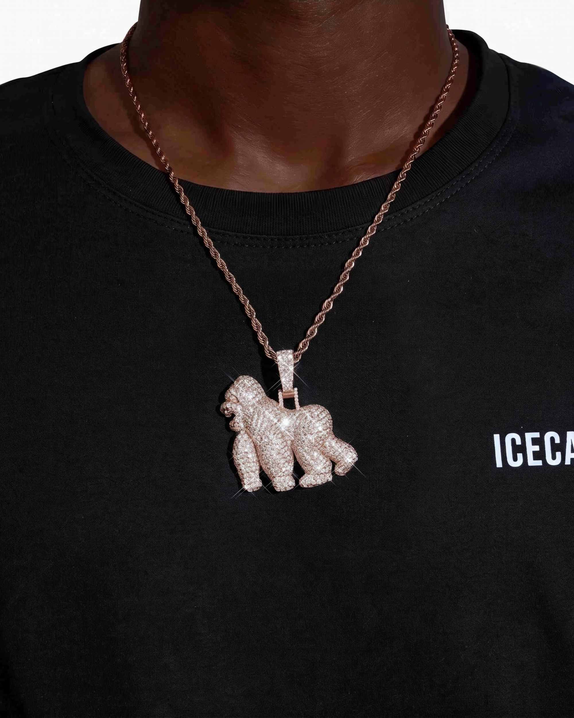 Moissanite Gorilla Pendant 14K Gold (view 14 of 18)