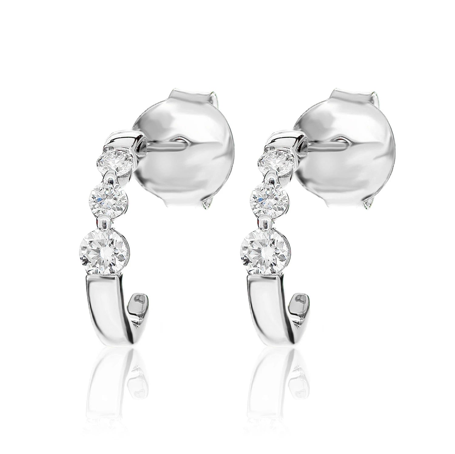 Graduated Diamond Trio Hoop Earrings - in yellow gold (view 3 of 6)