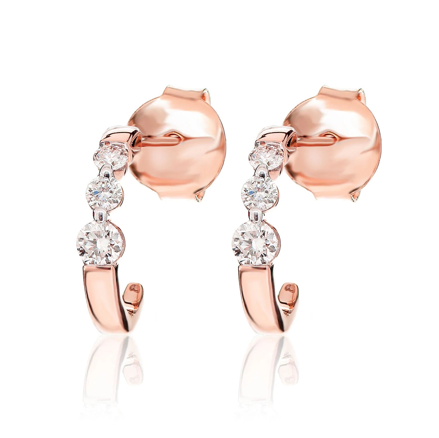 Graduated Diamond Trio Hoop Earrings - in yellow gold (view 5 of 6)