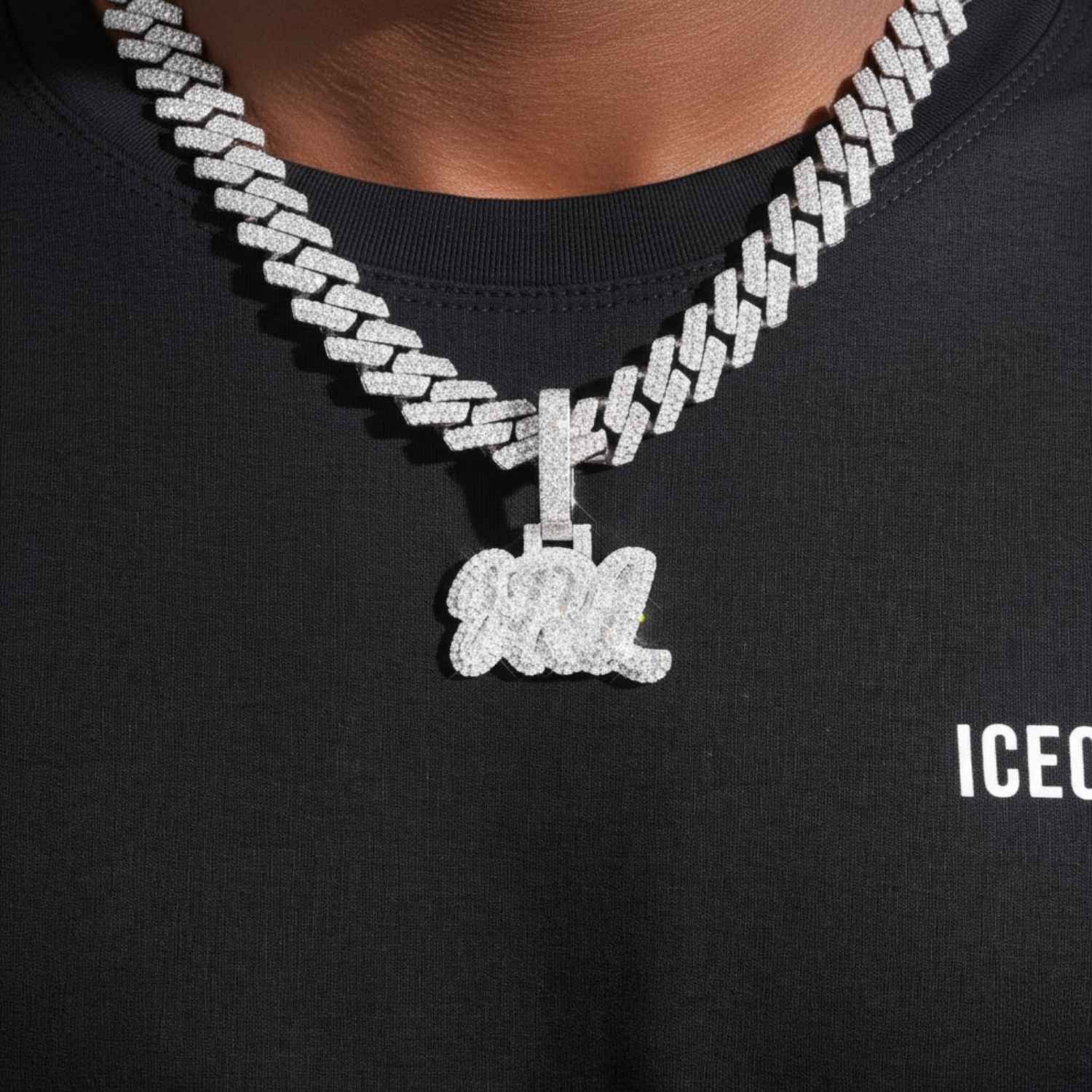 "JRL" Custom Moissanite Name Pendant 14K Gold (view 2 of 4)