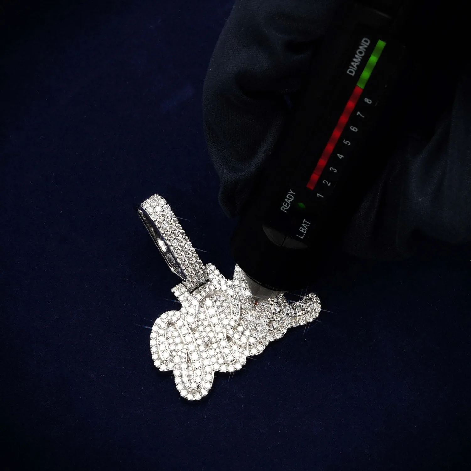 "JRL" Custom Moissanite Name Pendant 14K Gold (view 4 of 4)
