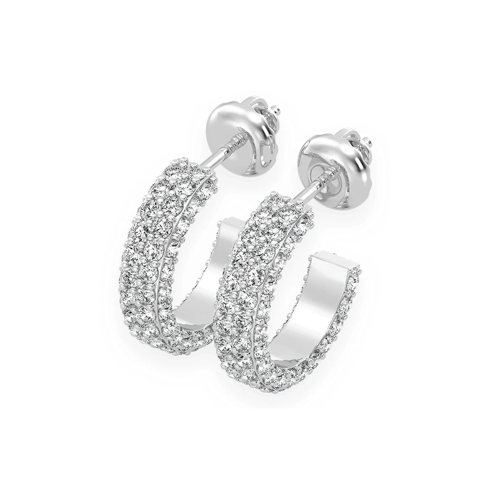 Half Hoop Diamond Earrings - in yellow gold (view 2 of 5)