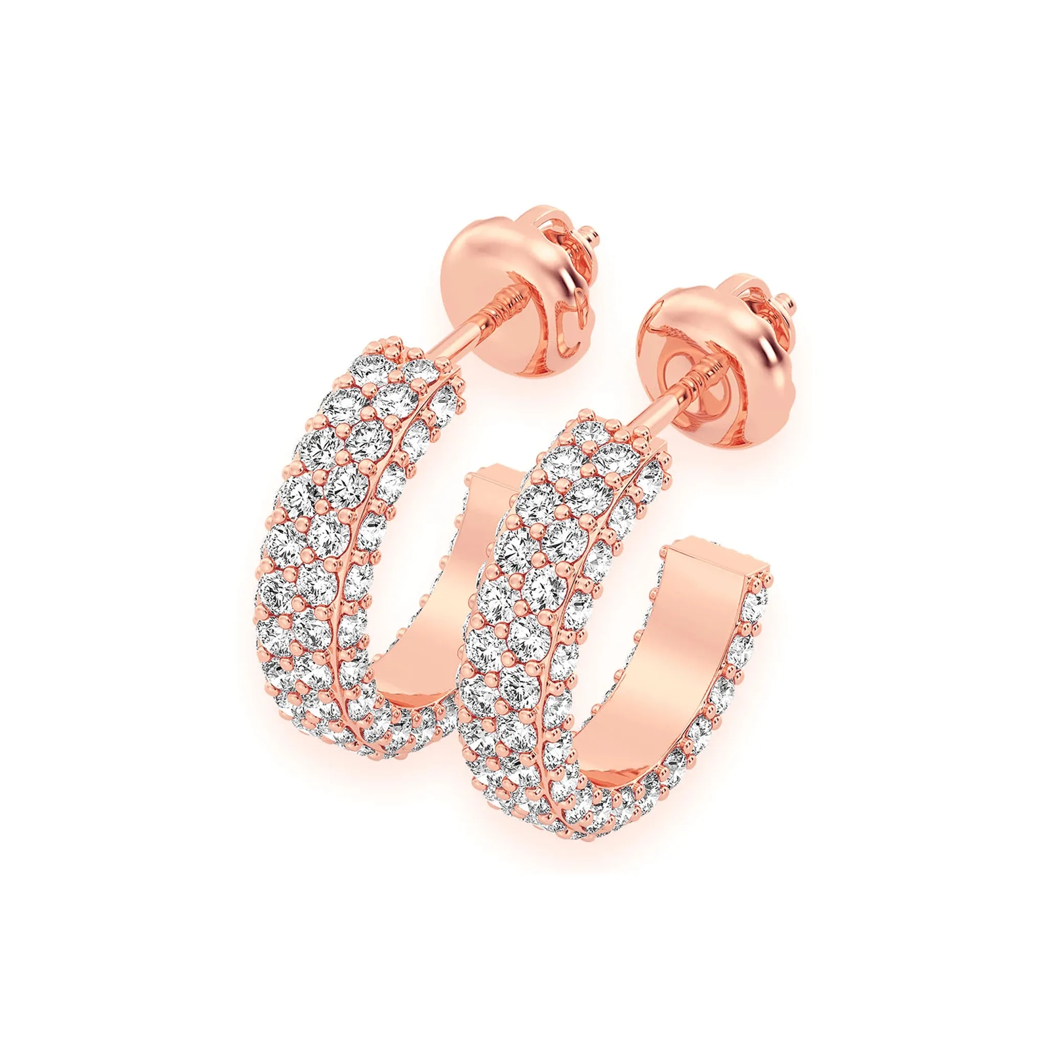 Half Hoop Diamond Earrings - in yellow gold (view 4 of 5)