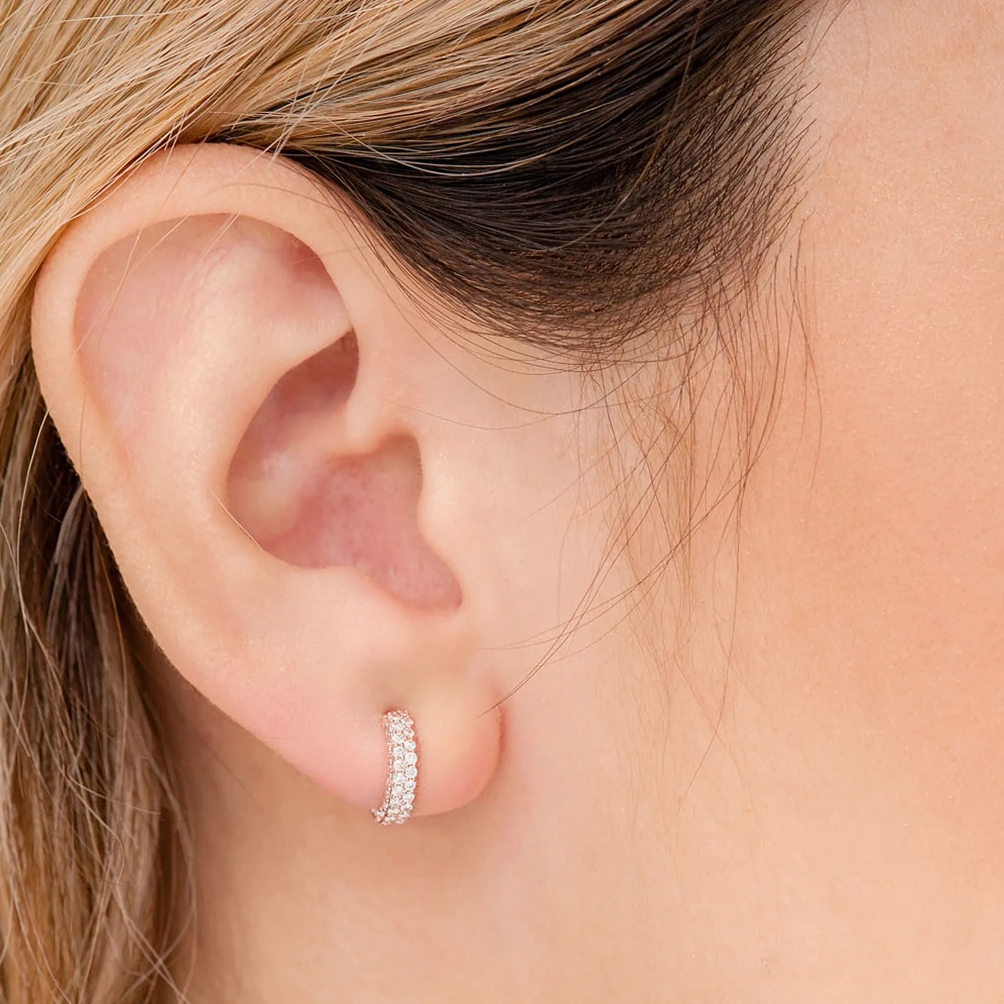 Half Hoop Diamond Earrings - in yellow gold (view 5 of 5)