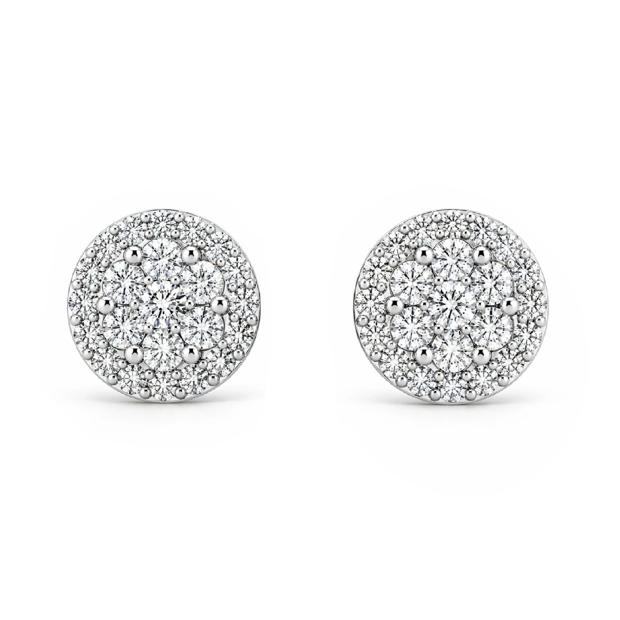 Halo Flower Diamond Studs - earrings in yellow gold (view 10 of 28)
