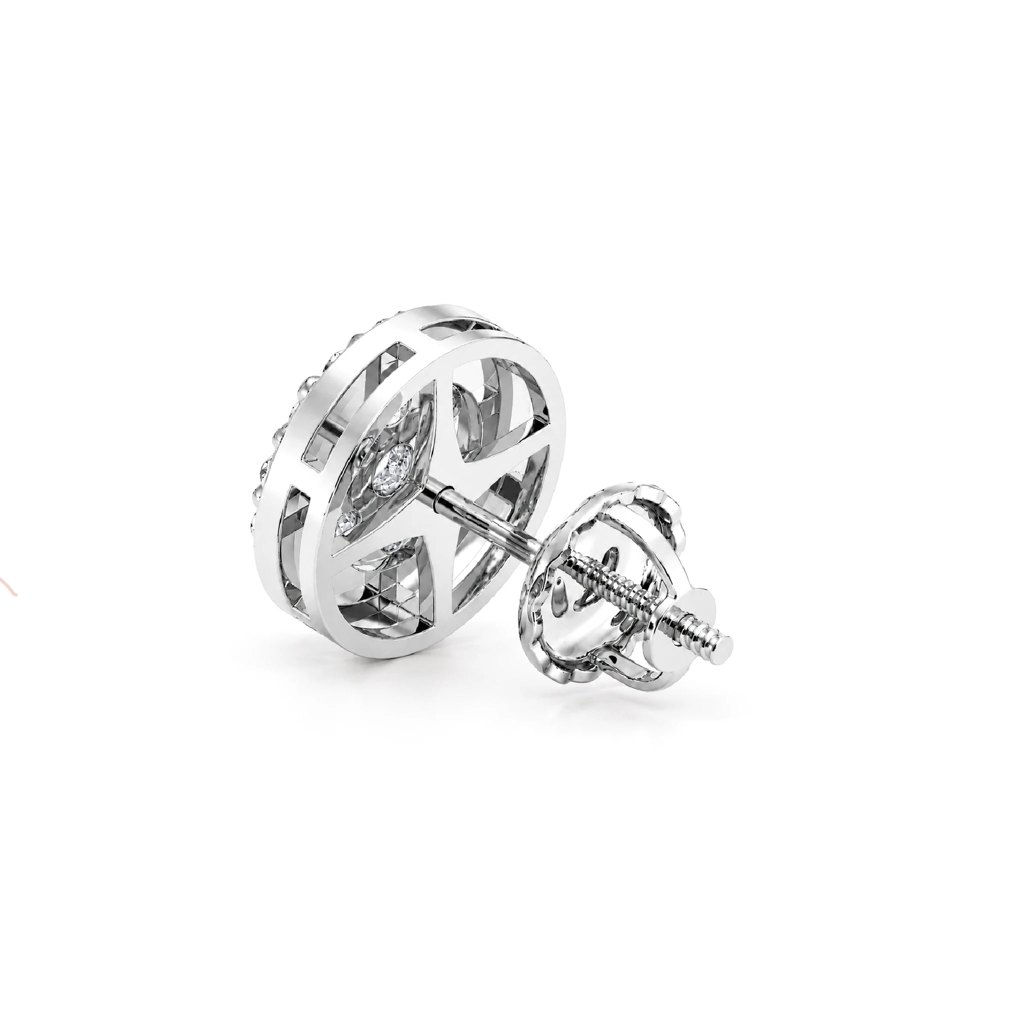 Halo Flower Diamond Studs - earrings in yellow gold (view 12 of 28)