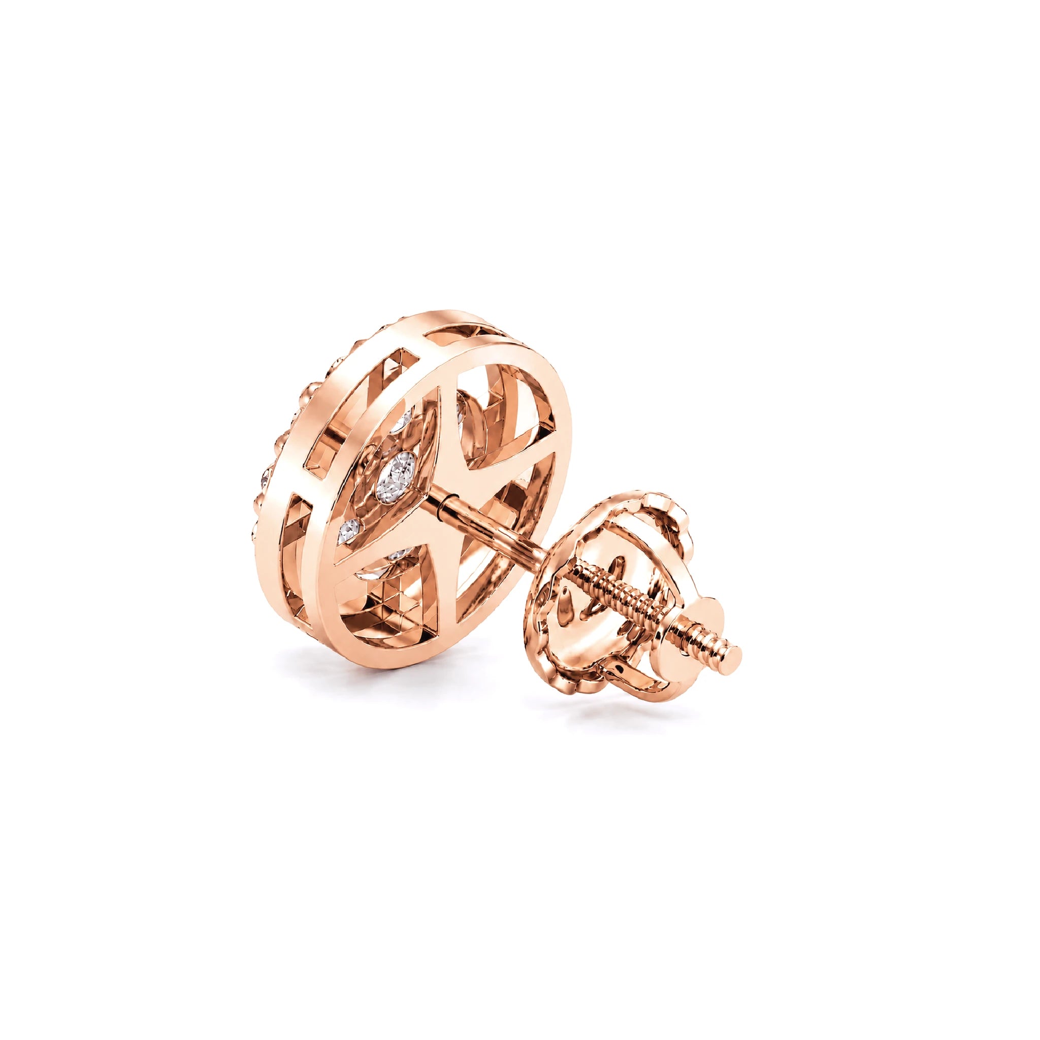 Halo Flower Diamond Studs - earrings in yellow gold (view 14 of 28)