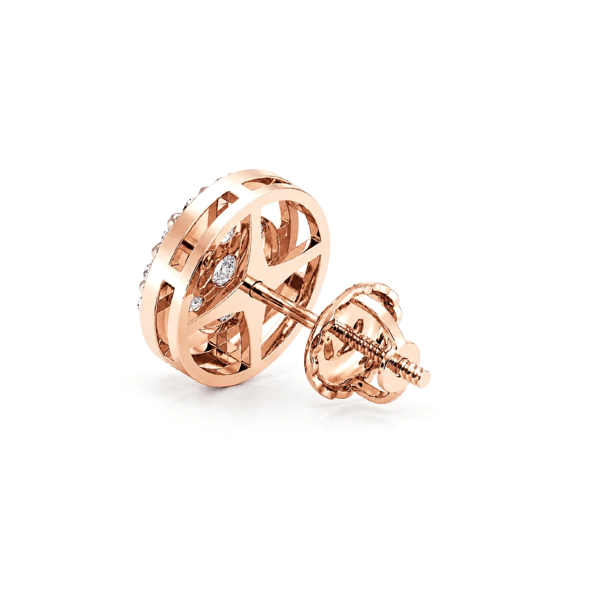 Halo Flower Diamond Studs - earrings in yellow gold (view 21 of 28)