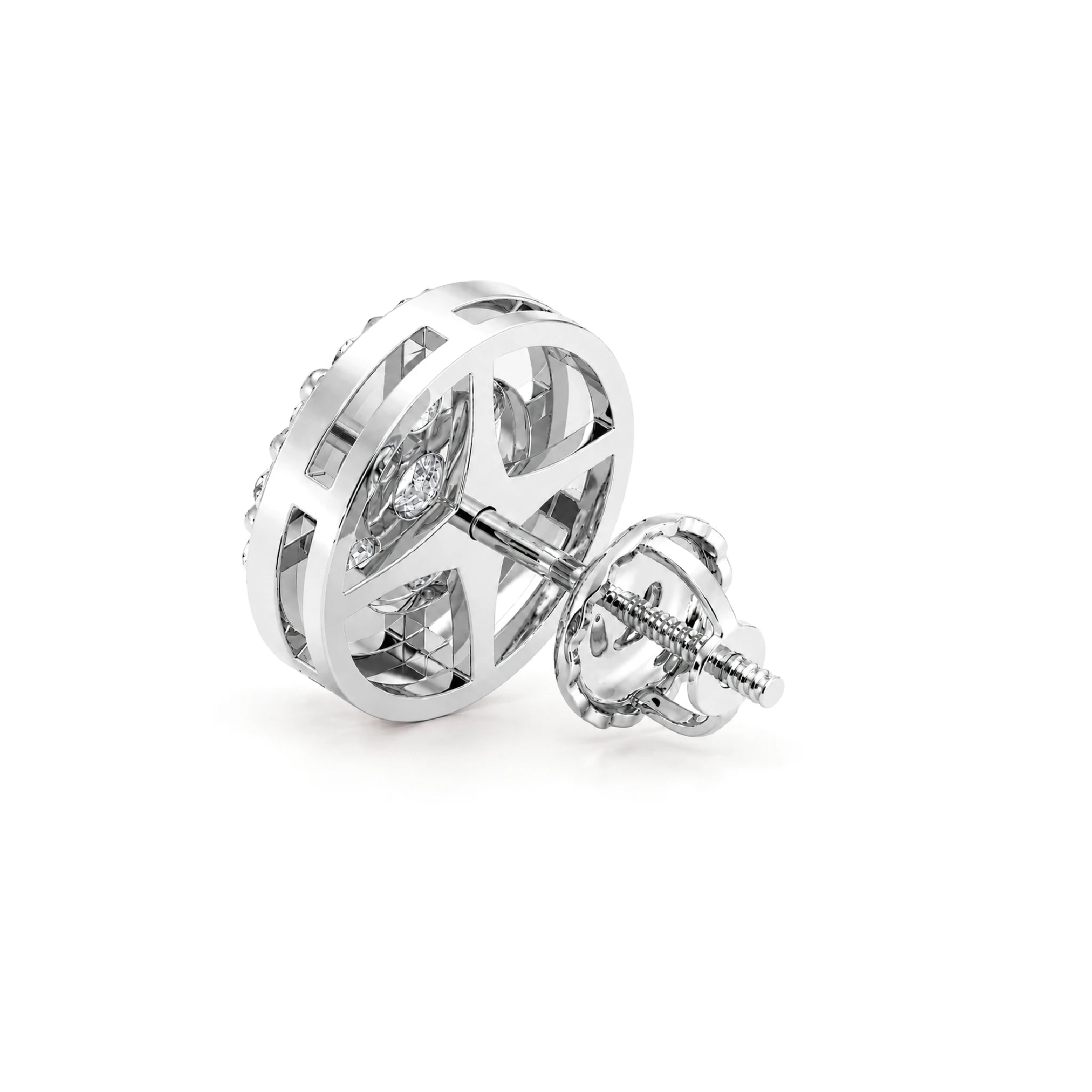 Halo Flower Diamond Studs - earrings in yellow gold (view 26 of 28)