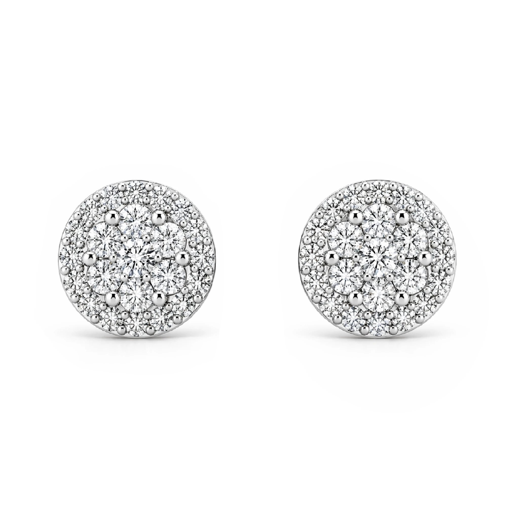 Halo Flower Diamond Studs - earrings in yellow gold (view 3 of 28)