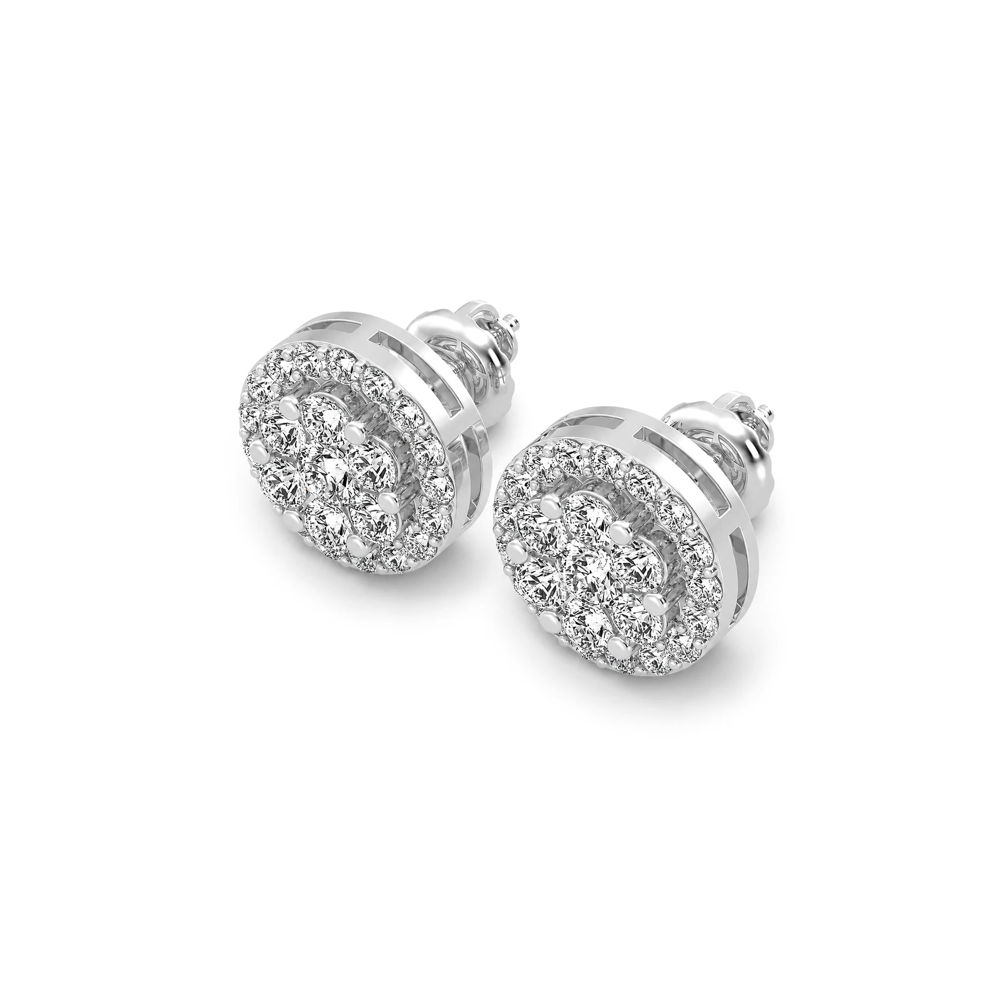 Halo Flower Diamond Studs - earrings in yellow gold (view 4 of 28)