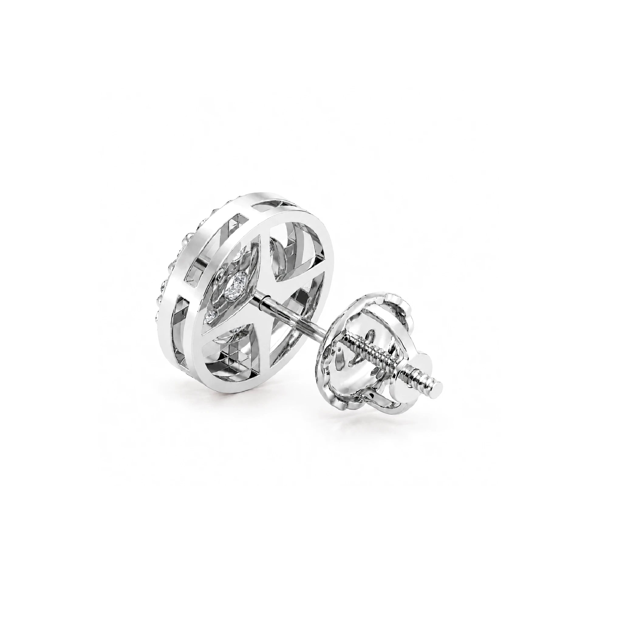 Halo Flower Diamond Studs - earrings in yellow gold (view 5 of 28)
