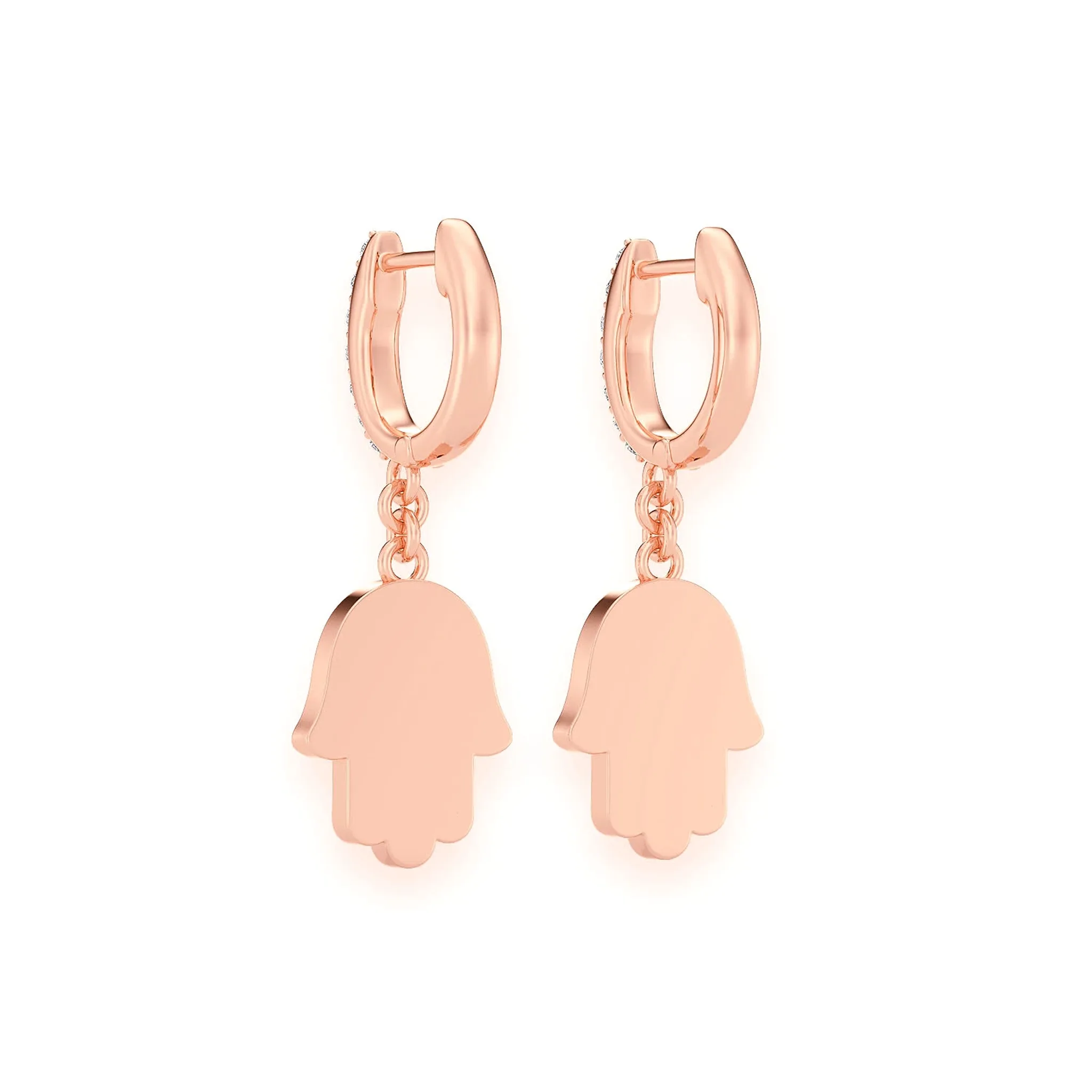 Hamsa Diamond Drops - earrings in yellow gold (view 10 of 11)