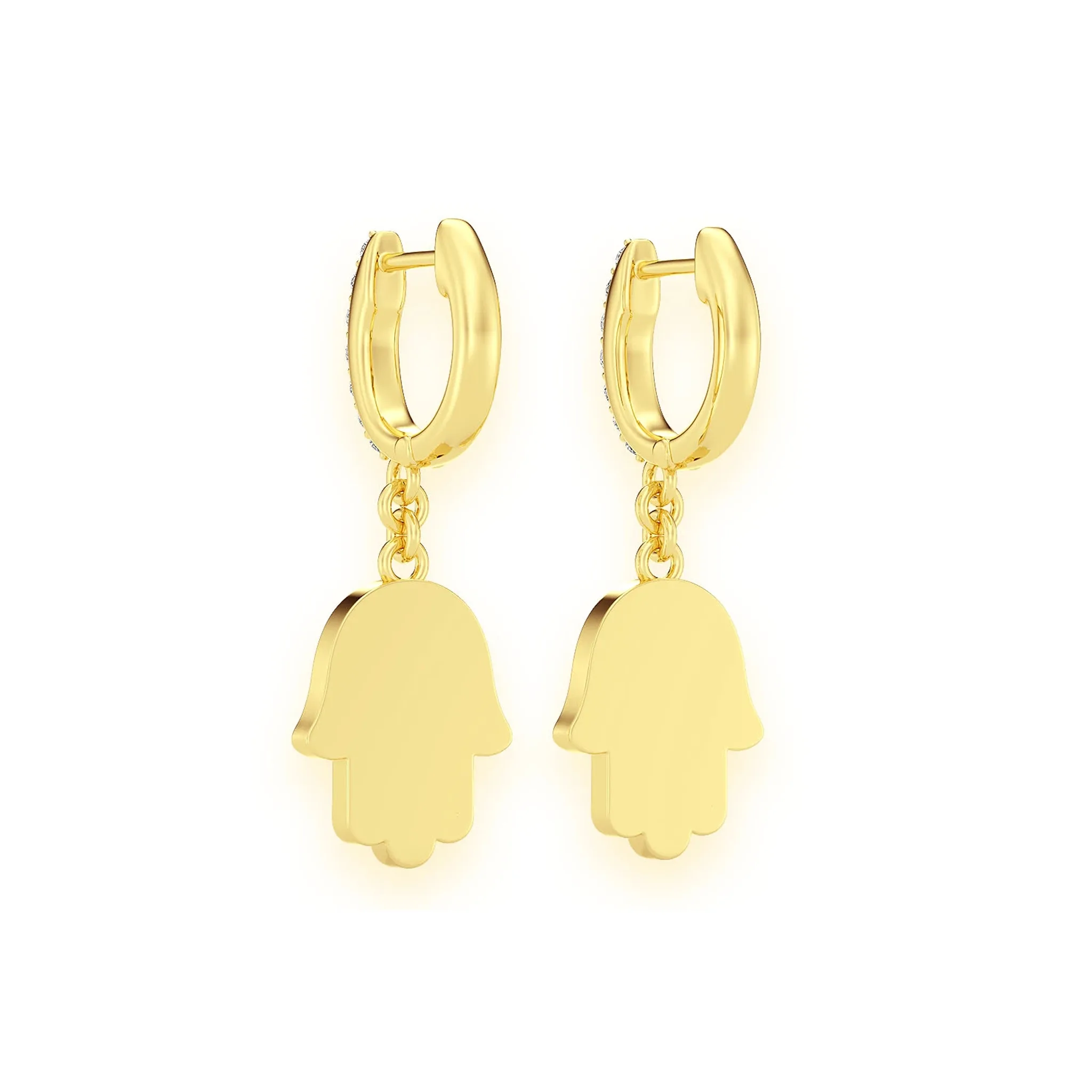 Hamsa Diamond Drops - earrings in yellow gold (view 3 of 11)