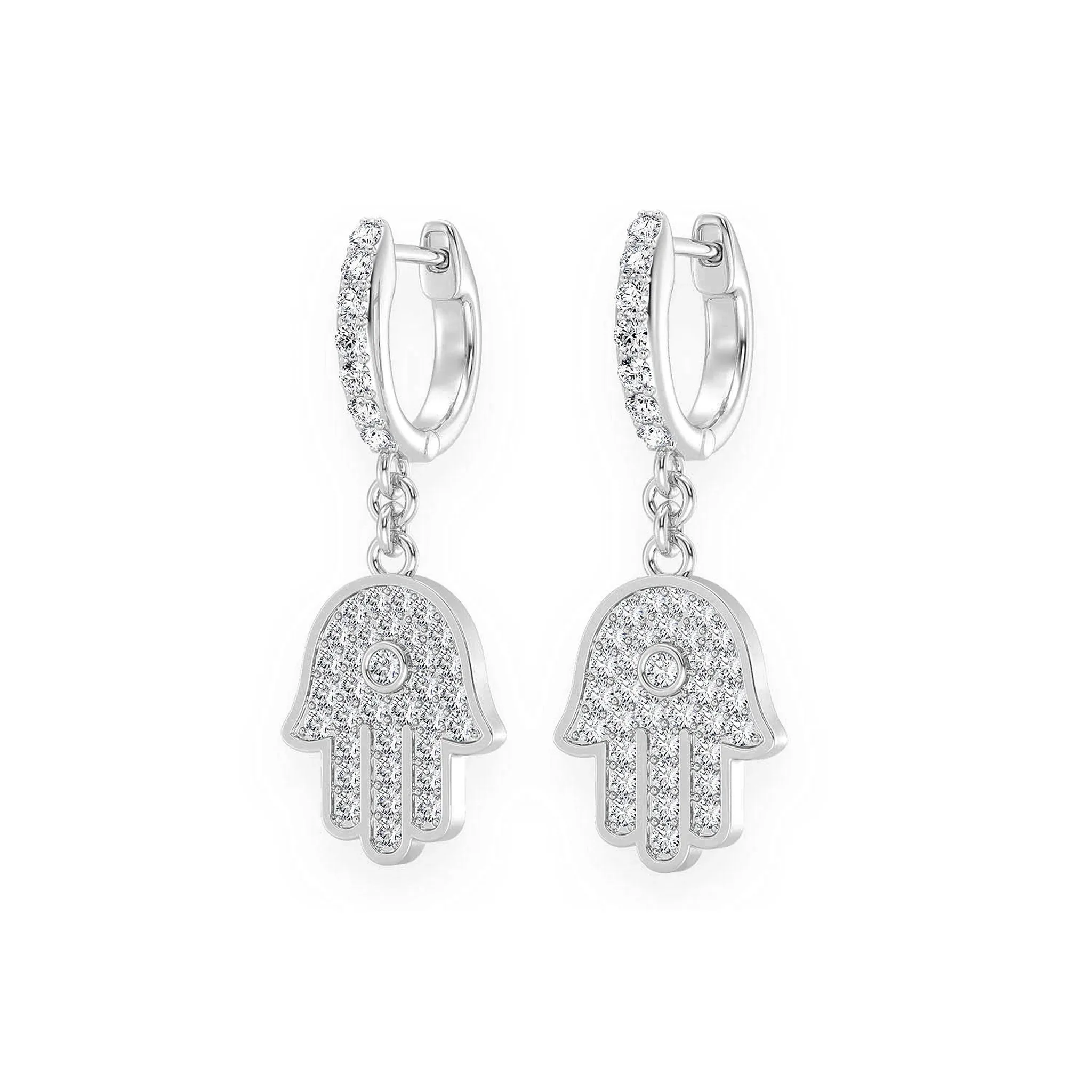 Hamsa Diamond Drops - earrings in yellow gold (view 4 of 11)