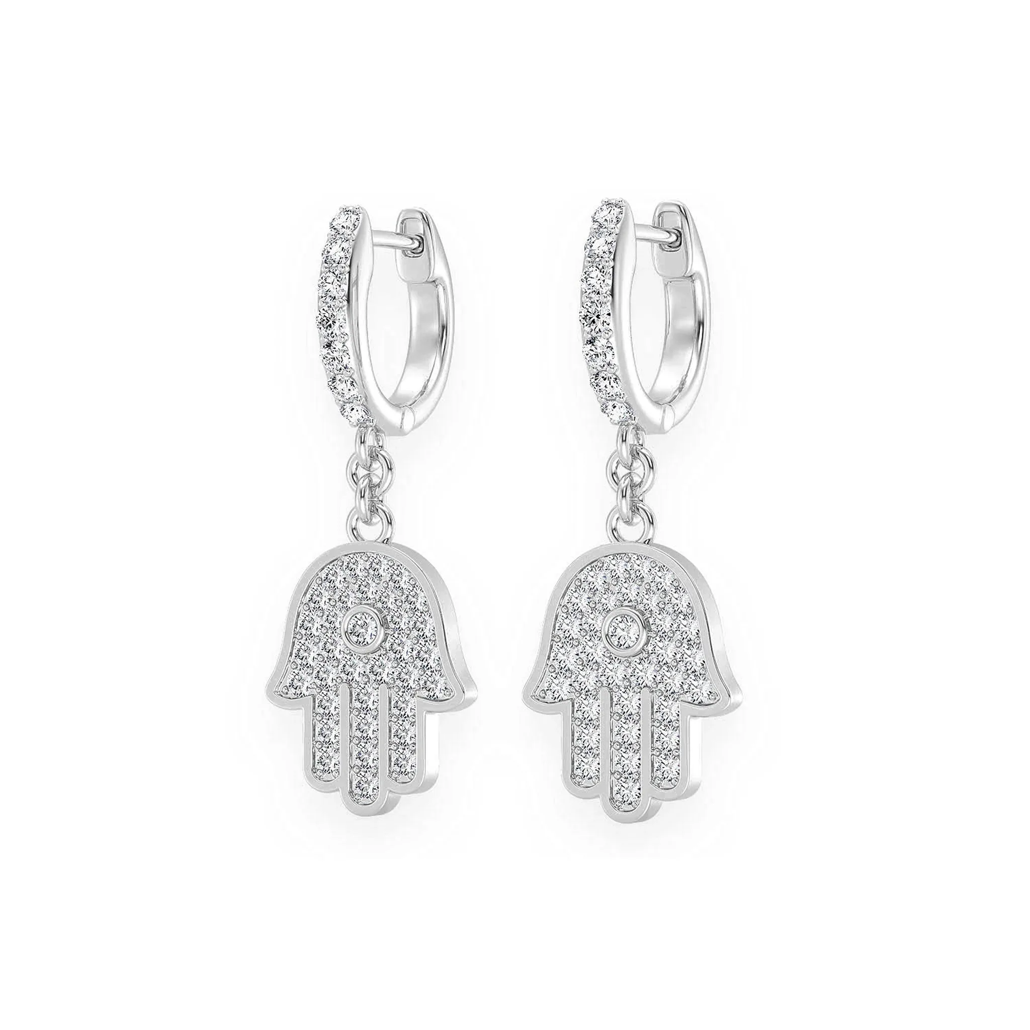 Hamsa Diamond Drops - earrings in yellow gold (view 5 of 11)