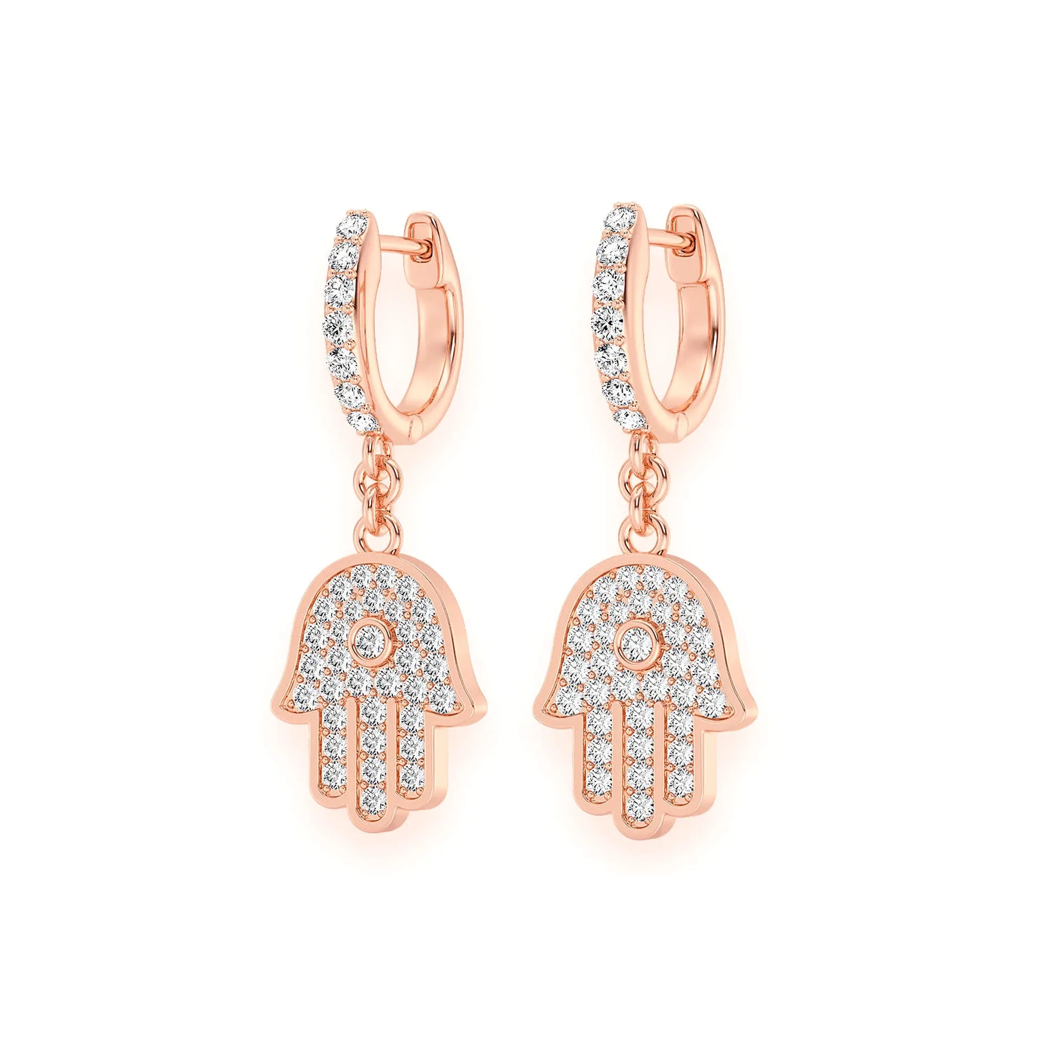Hamsa Diamond Drops - earrings in yellow gold (view 8 of 11)
