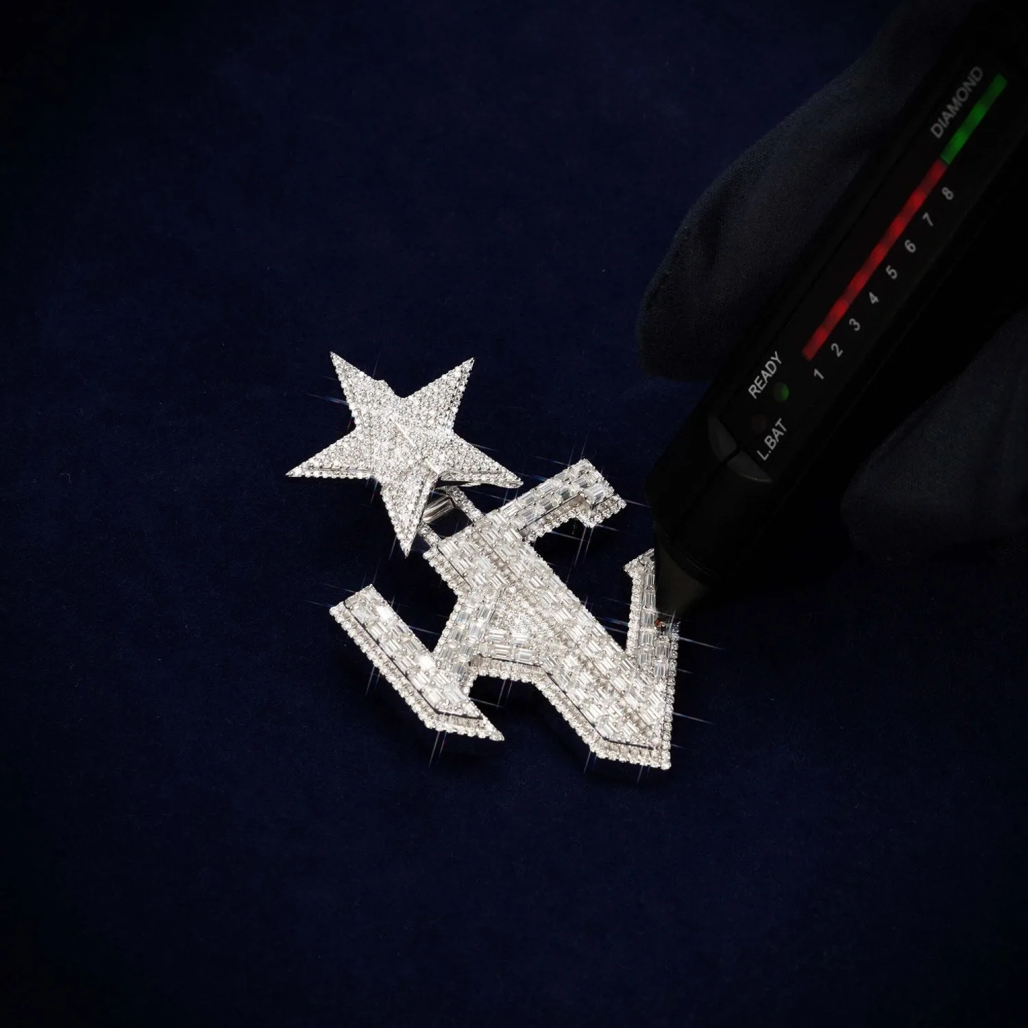 "HC" Custom Moissanite Name Pendant 14K Gold (view 4 of 4)