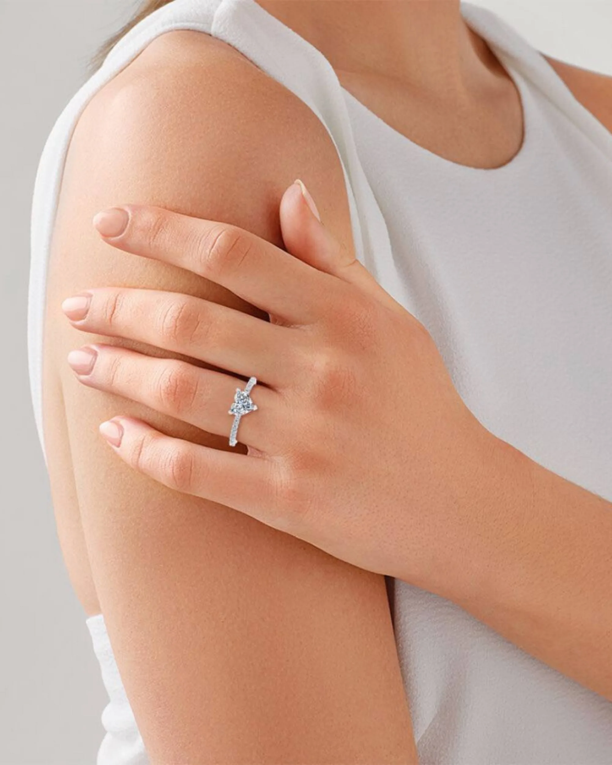 Heart Bezel Moissanite Engagement Ring - in 14k gold (view 8 of 8)