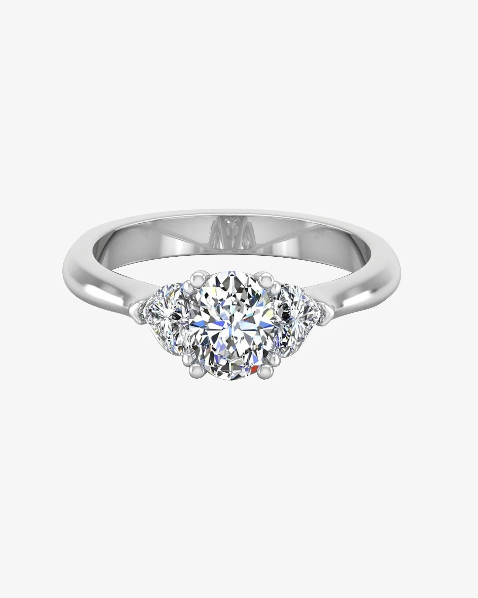 Heart Crown Three-Stone Oval Moissanite Engagement Ring - in 14k gold (view 2 of 8)