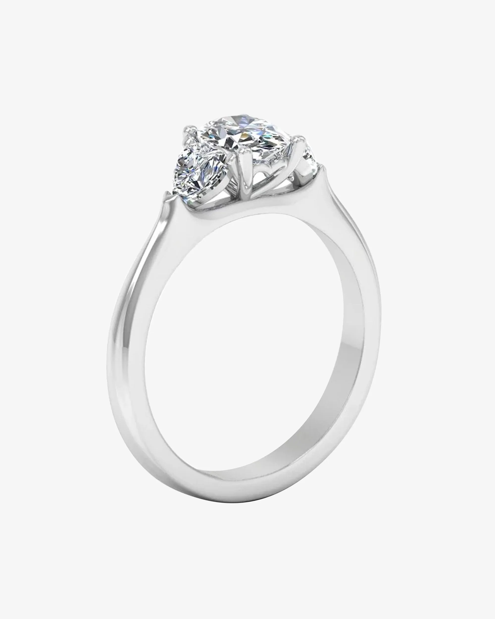 Heart Crown Three-Stone Oval Moissanite Engagement Ring - in 14k gold (view 3 of 8)