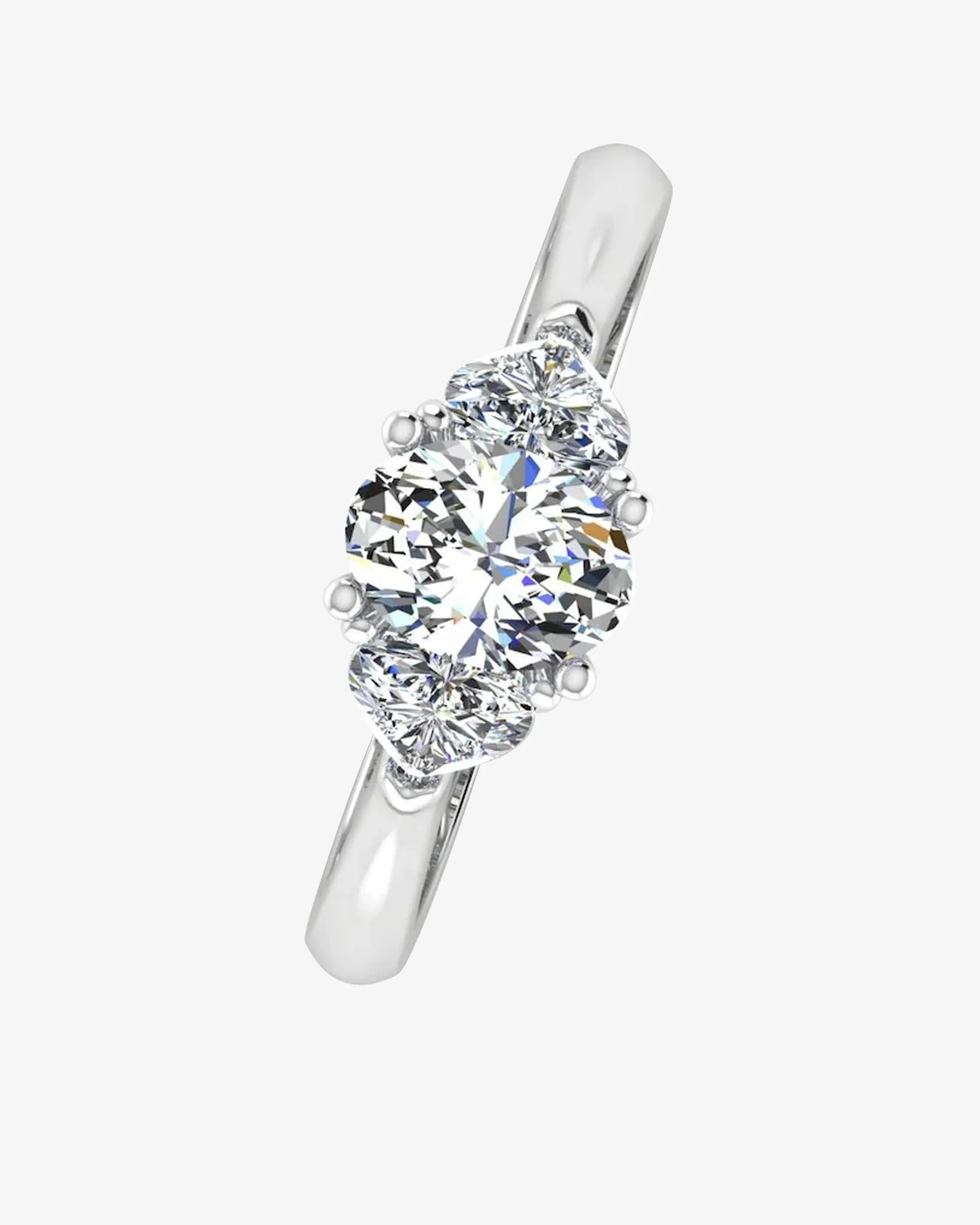 Heart Crown Three-Stone Oval Moissanite Engagement Ring - in 14k gold (view 4 of 8)
