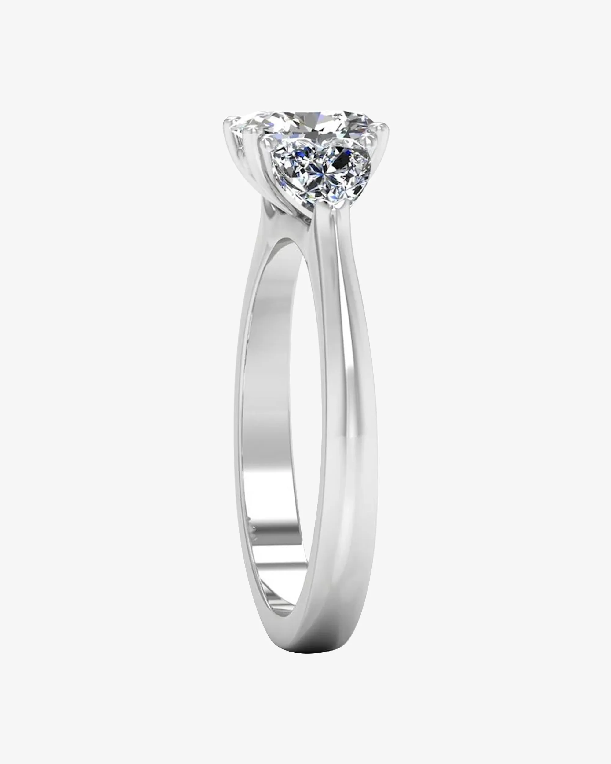 Heart Crown Three-Stone Oval Moissanite Engagement Ring - in 14k gold (view 5 of 8)