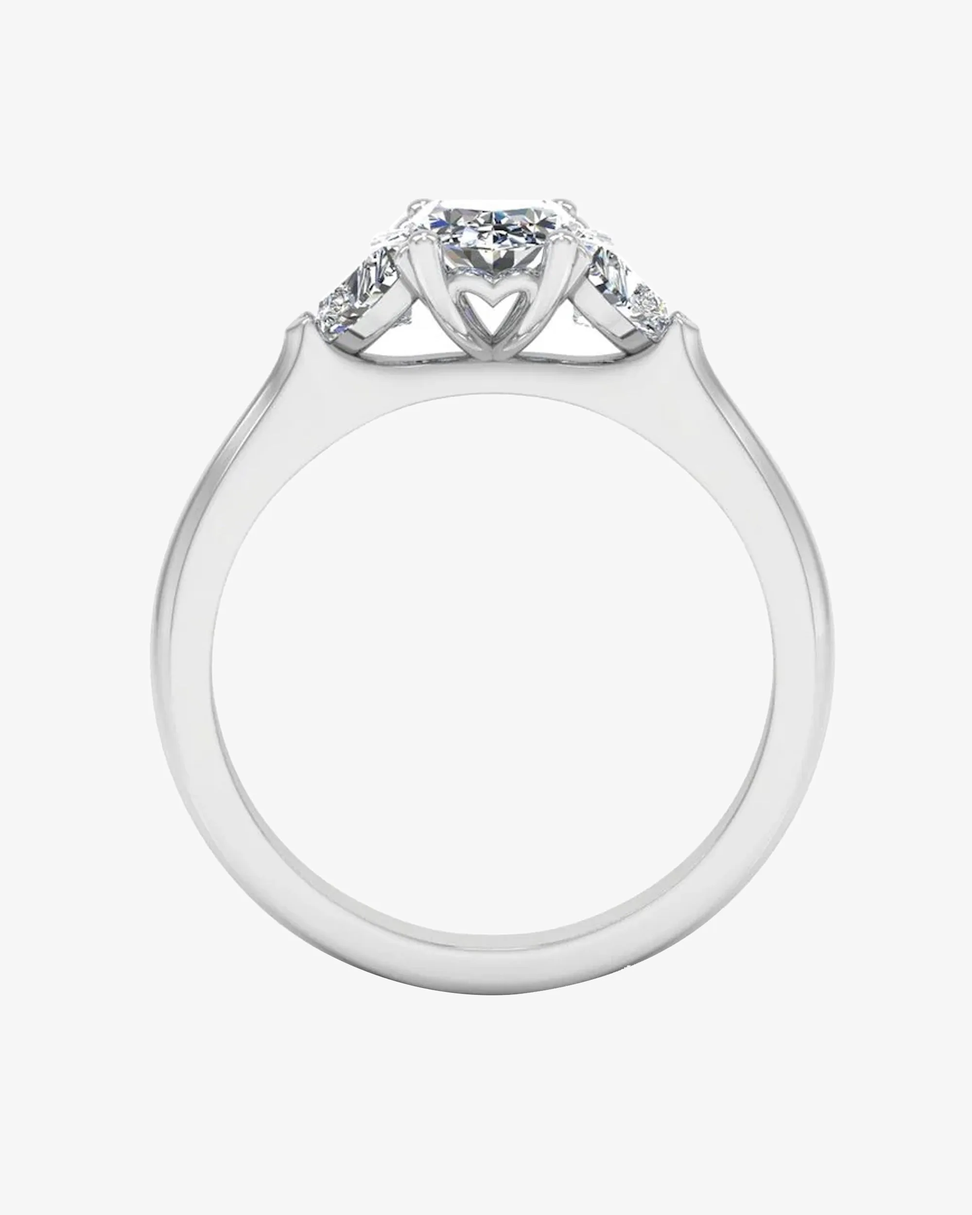 Heart Crown Three-Stone Oval Moissanite Engagement Ring - in 14k gold (view 6 of 8)