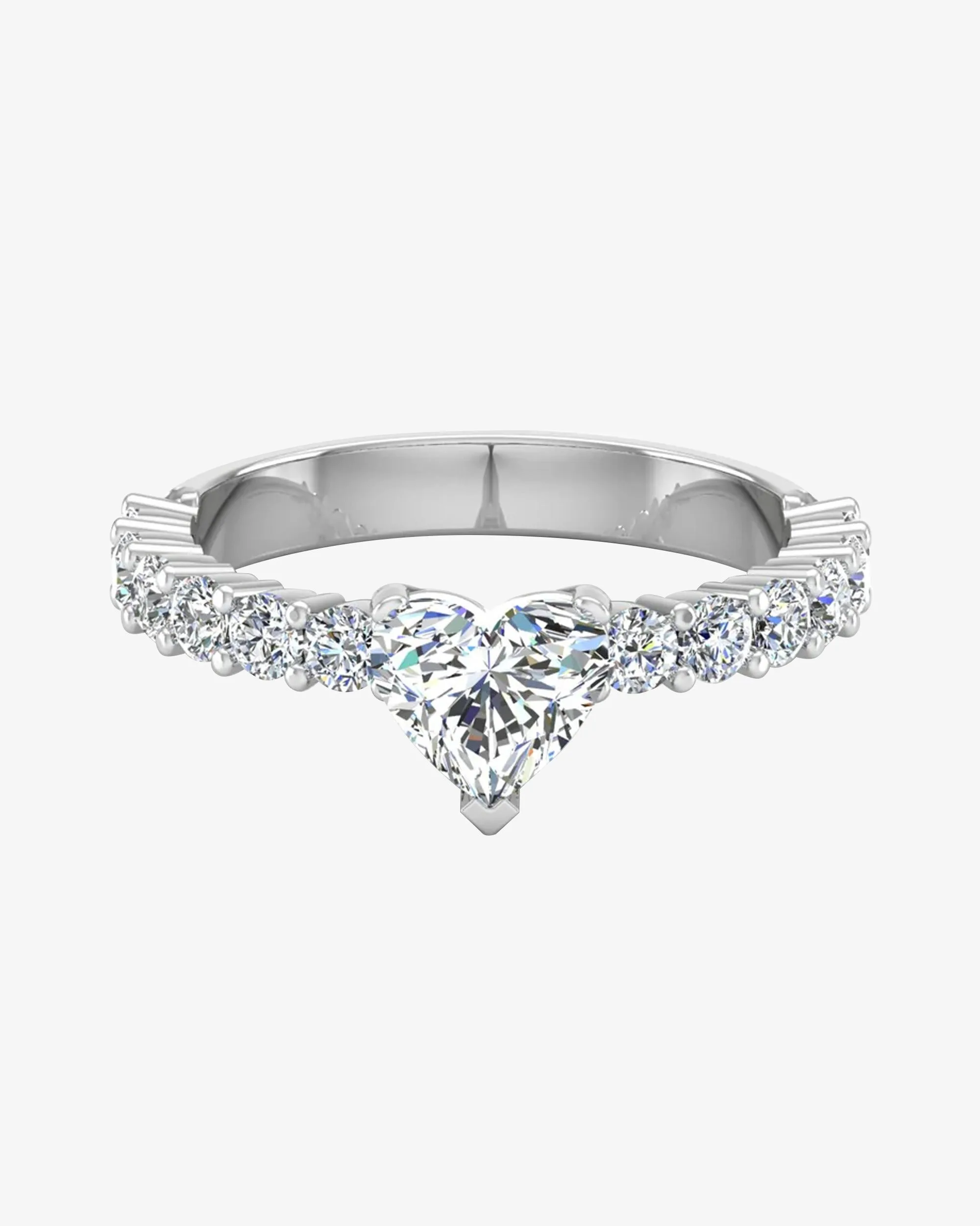 Heart Cut Prong Set Moissanite Engagement Ring - in 14k gold (view 2 of 8)
