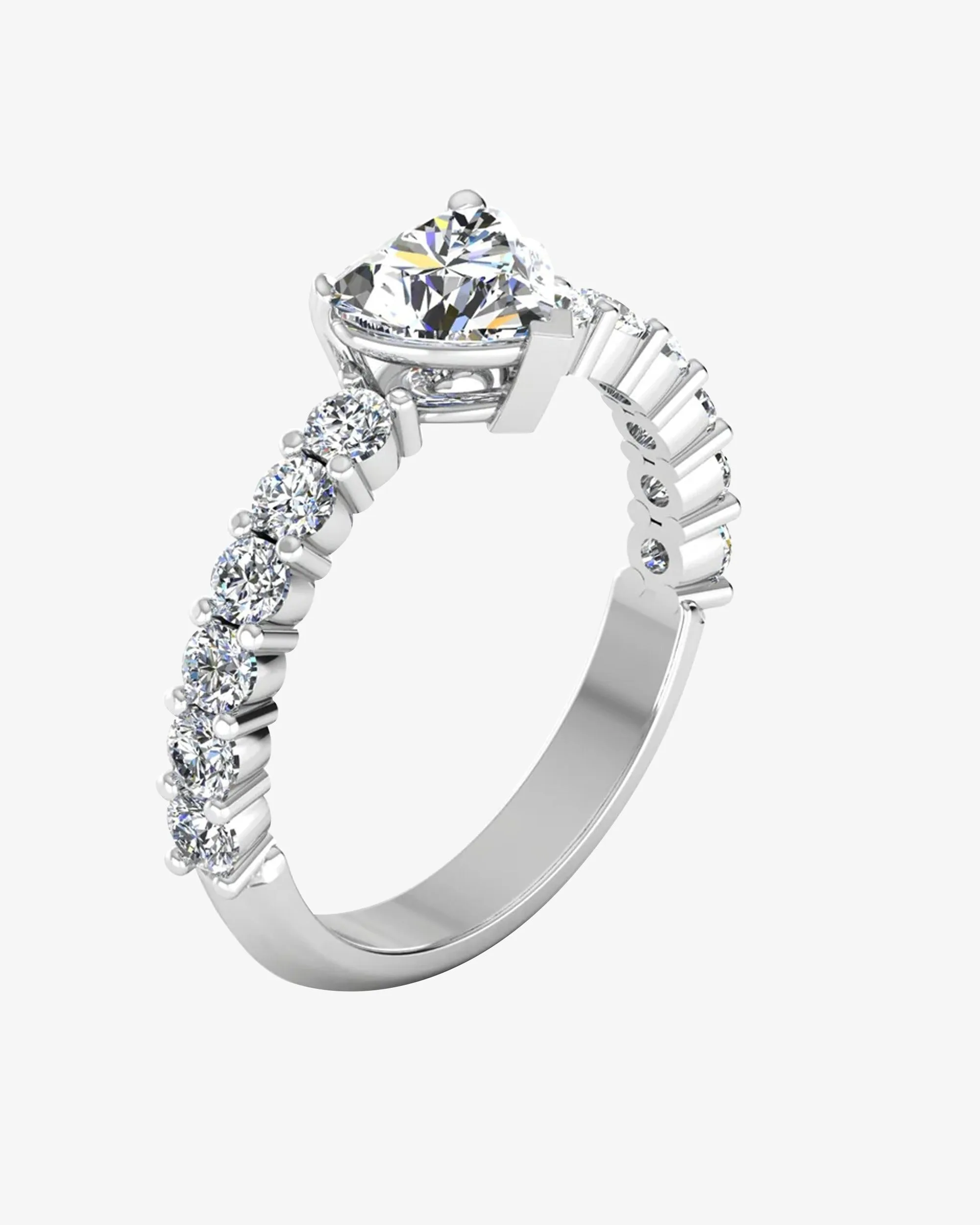 Heart Cut Prong Set Moissanite Engagement Ring - in 14k gold (view 3 of 8)