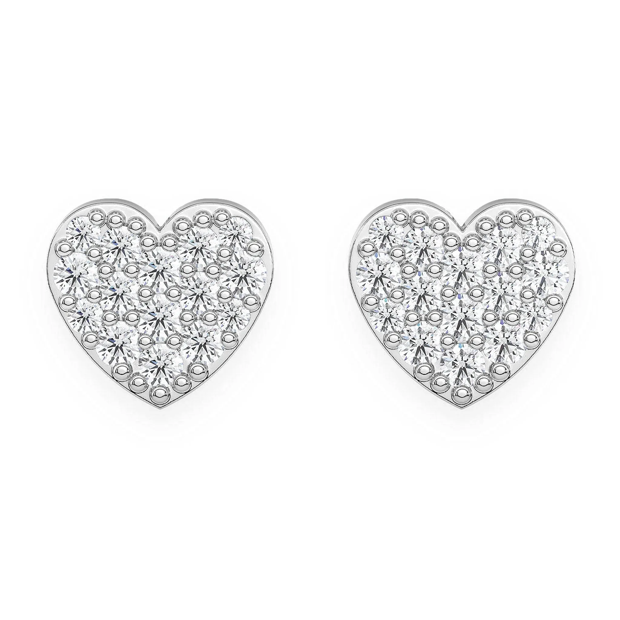 Heart Diamond Stud Earrings - in yellow gold (view 3 of 6)