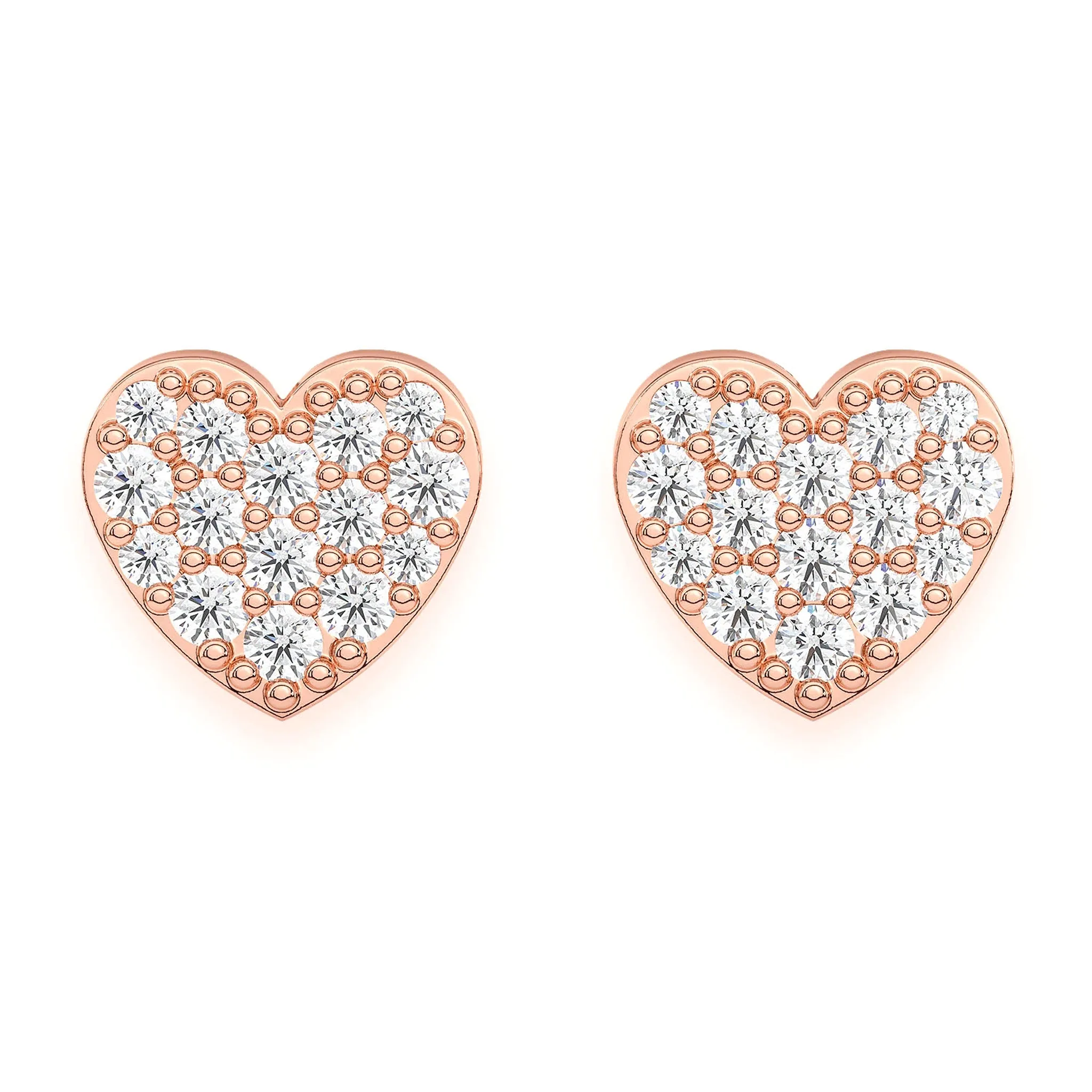 Heart Diamond Stud Earrings - in yellow gold (view 5 of 6)