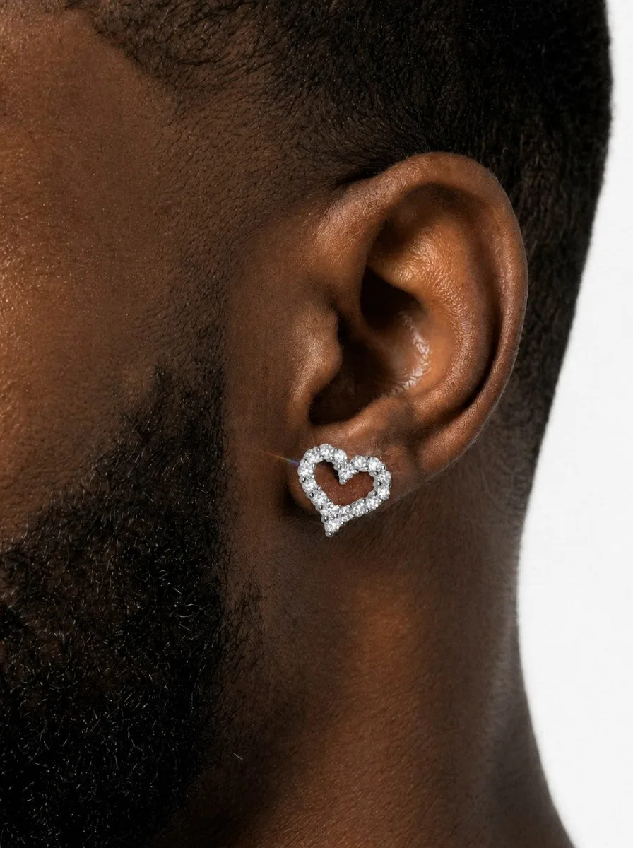 Heart Shaped Hollow Moissanite Earrings 14K Gold (view 2 of 3)