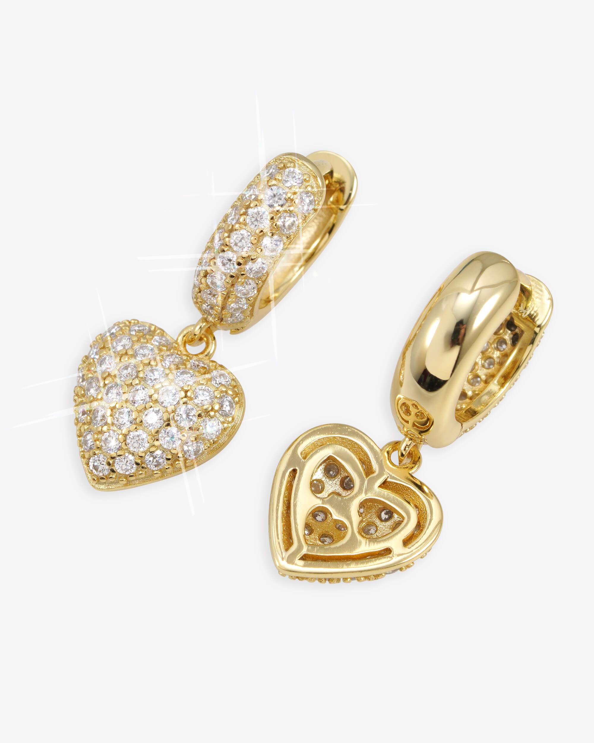 Heart Shaped Moissanite Drop Earrings 14K Gold (view 2 of 8)