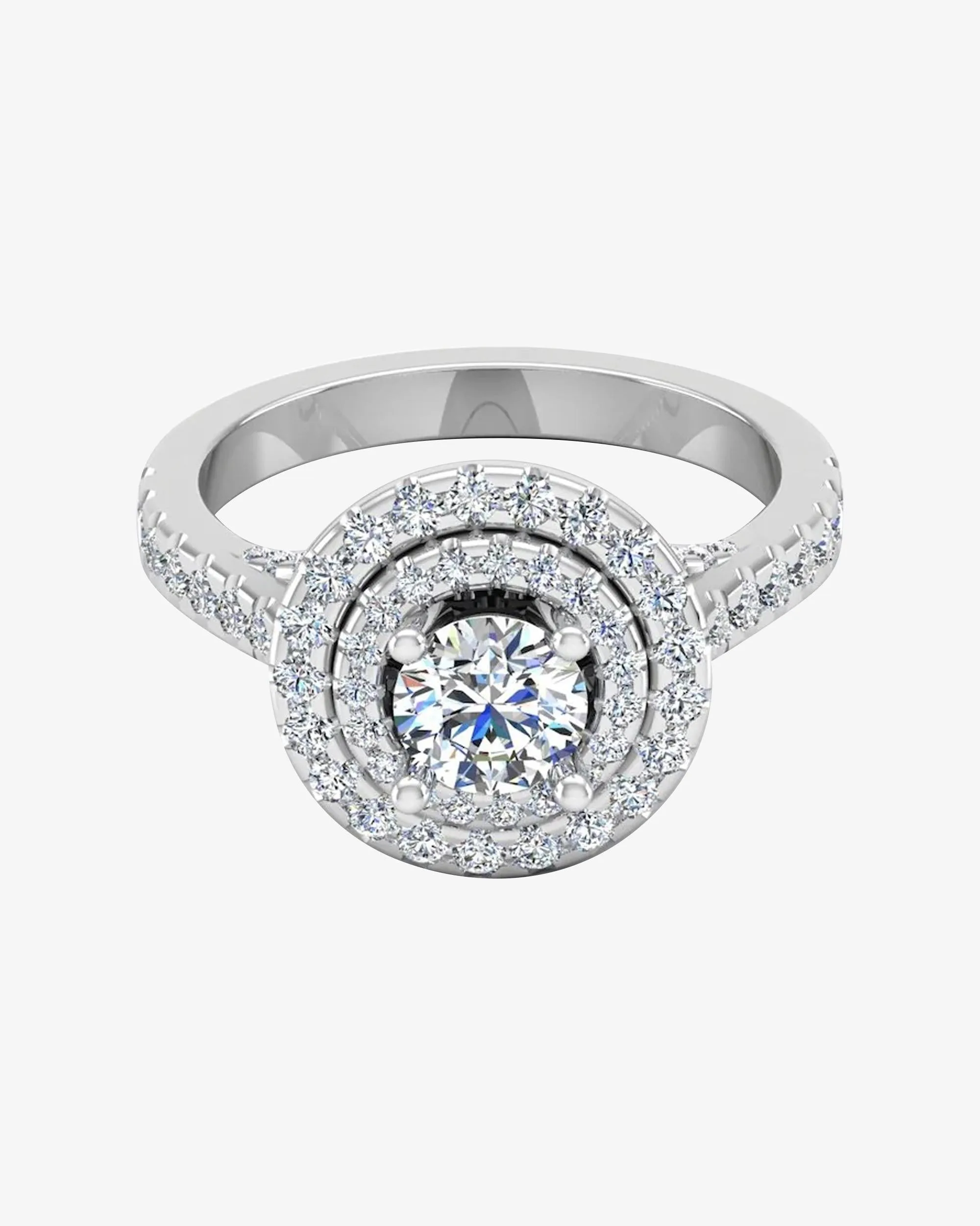 Hidden Halo Cathedral Brilliant Cut Moissanite Engagement Ring - in 14k gold (view 2 of 8)
