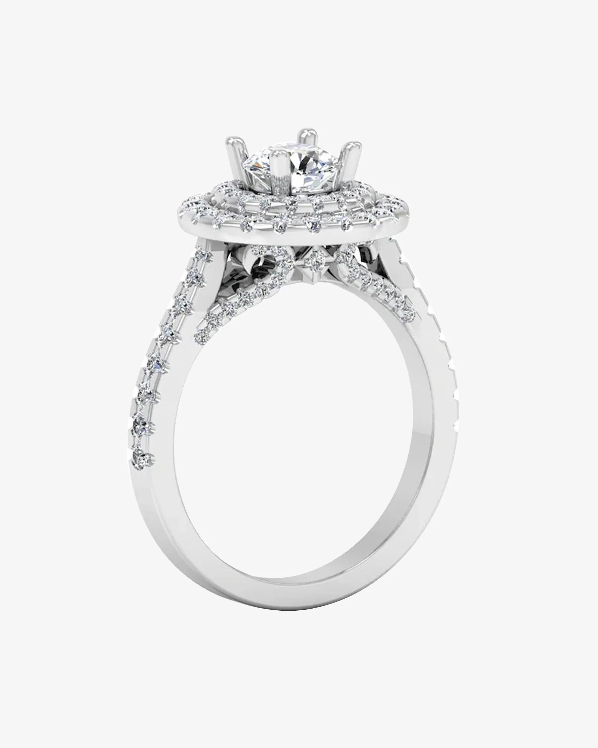 Hidden Halo Cathedral Brilliant Cut Moissanite Engagement Ring - in 14k gold (view 3 of 8)